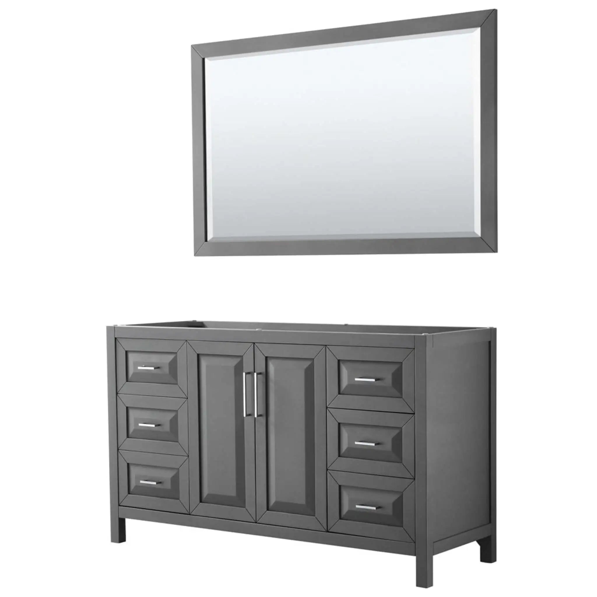 60" Daria Single Bathroom Vanity in Dark Gray with Polished Chrome Trim & 58" Mirror by Wyndham