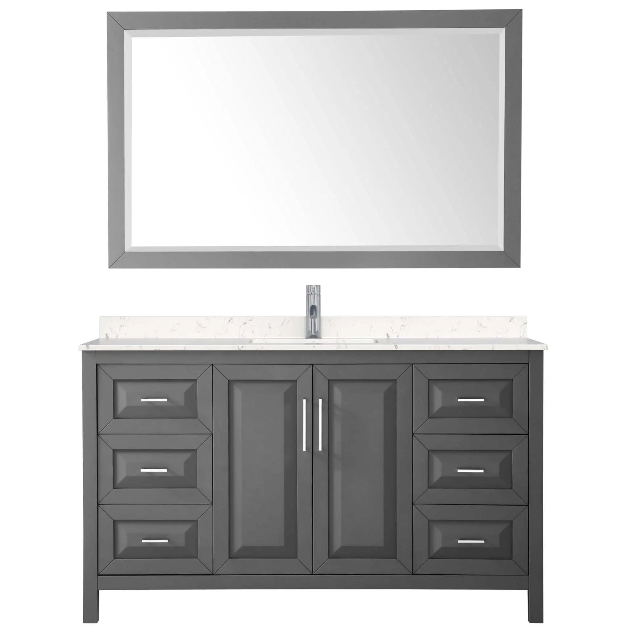 60" Daria Single Bathroom Vanity in Dark Gray with Polished Chrome Trim & 58" Mirror by Wyndham