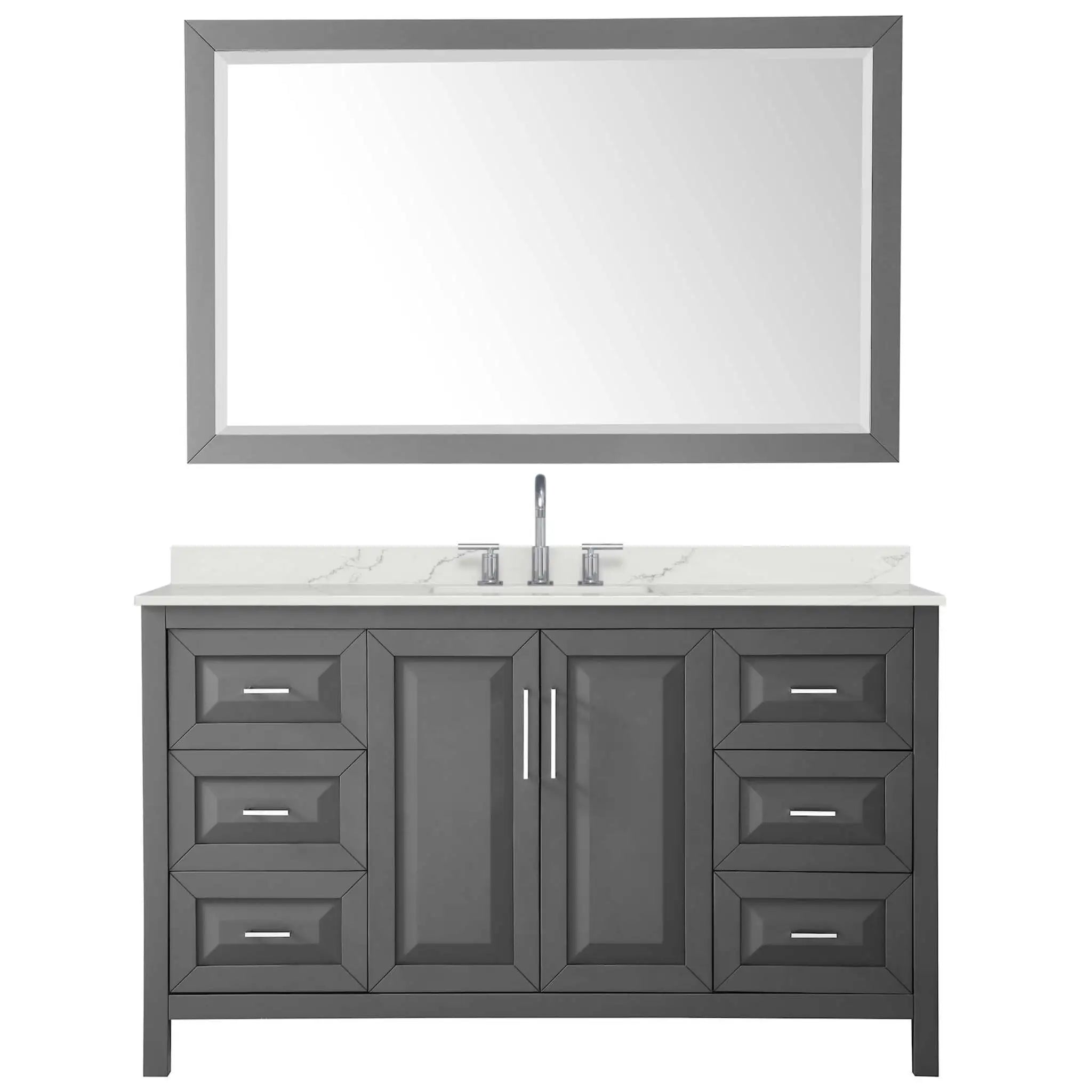 60" Daria Single Bathroom Vanity in Dark Gray with Polished Chrome Trim & 58" Mirror by Wyndham