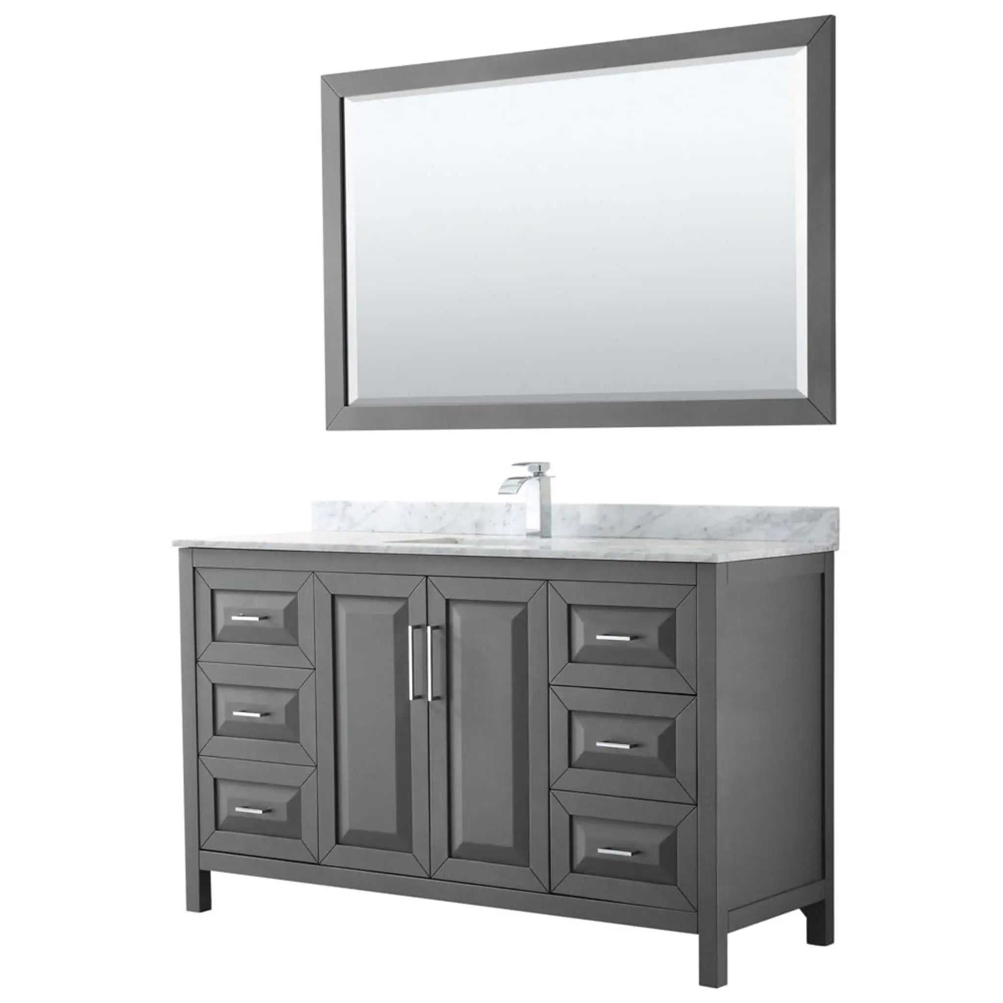 60" Daria Single Bathroom Vanity in Dark Gray with Polished Chrome Trim & 58" Mirror by Wyndham
