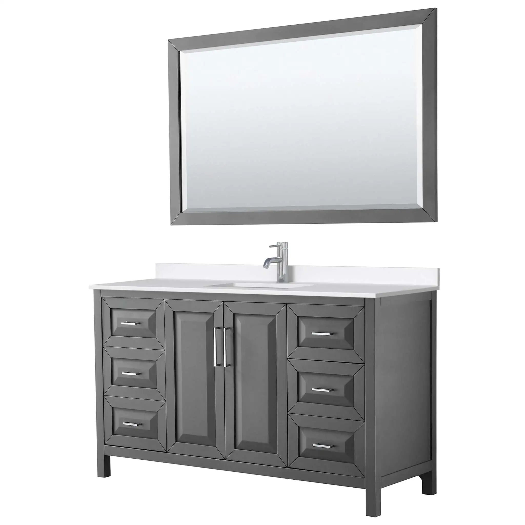 60" Daria Single Bathroom Vanity in Dark Gray with Polished Chrome Trim & 58" Mirror by Wyndham