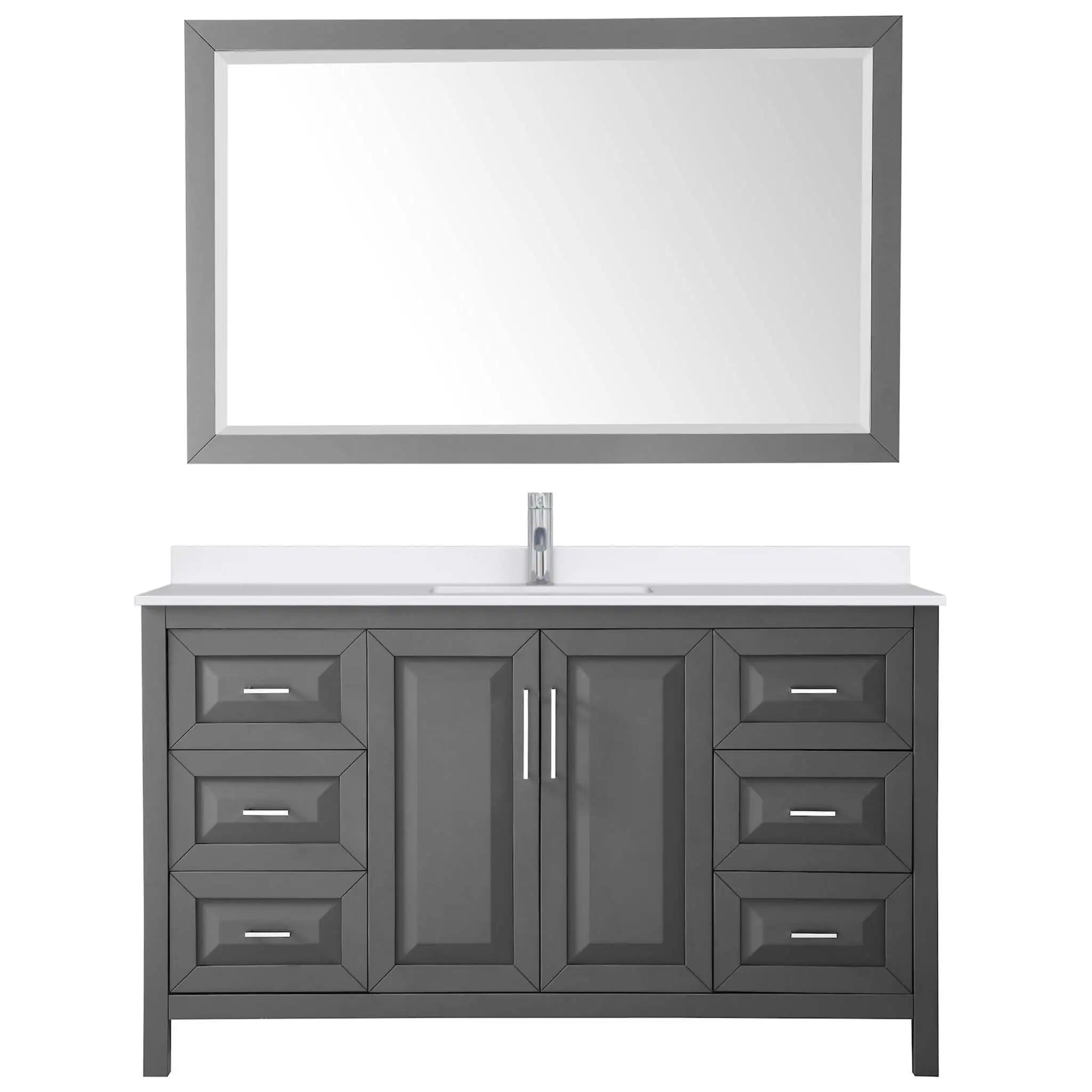 60" Daria Single Bathroom Vanity in Dark Gray with Polished Chrome Trim & 58" Mirror by Wyndham