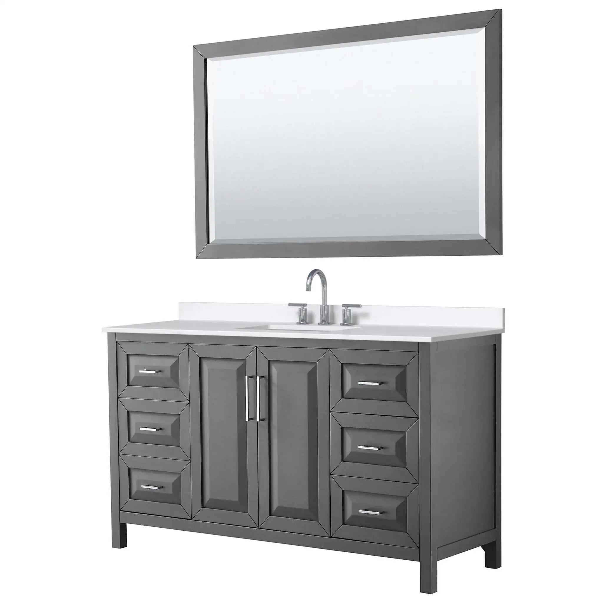 60" Daria Single Bathroom Vanity in Dark Gray with Polished Chrome Trim & 58" Mirror by Wyndham