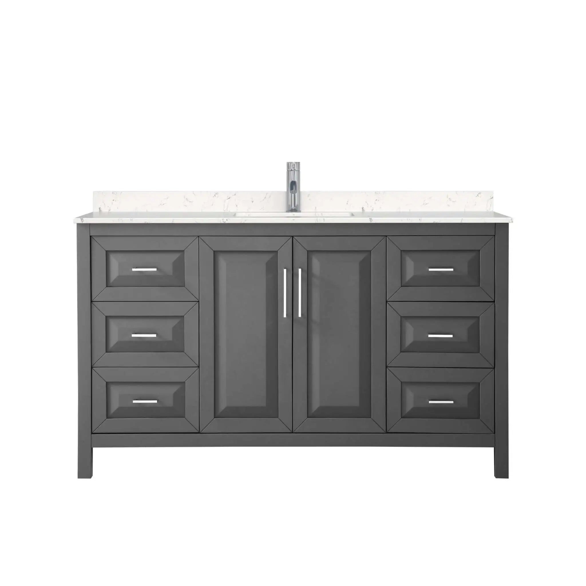 60" Daria Single Bathroom Vanity in Dark Gray with Polished Chrome Trim by Wyndham
