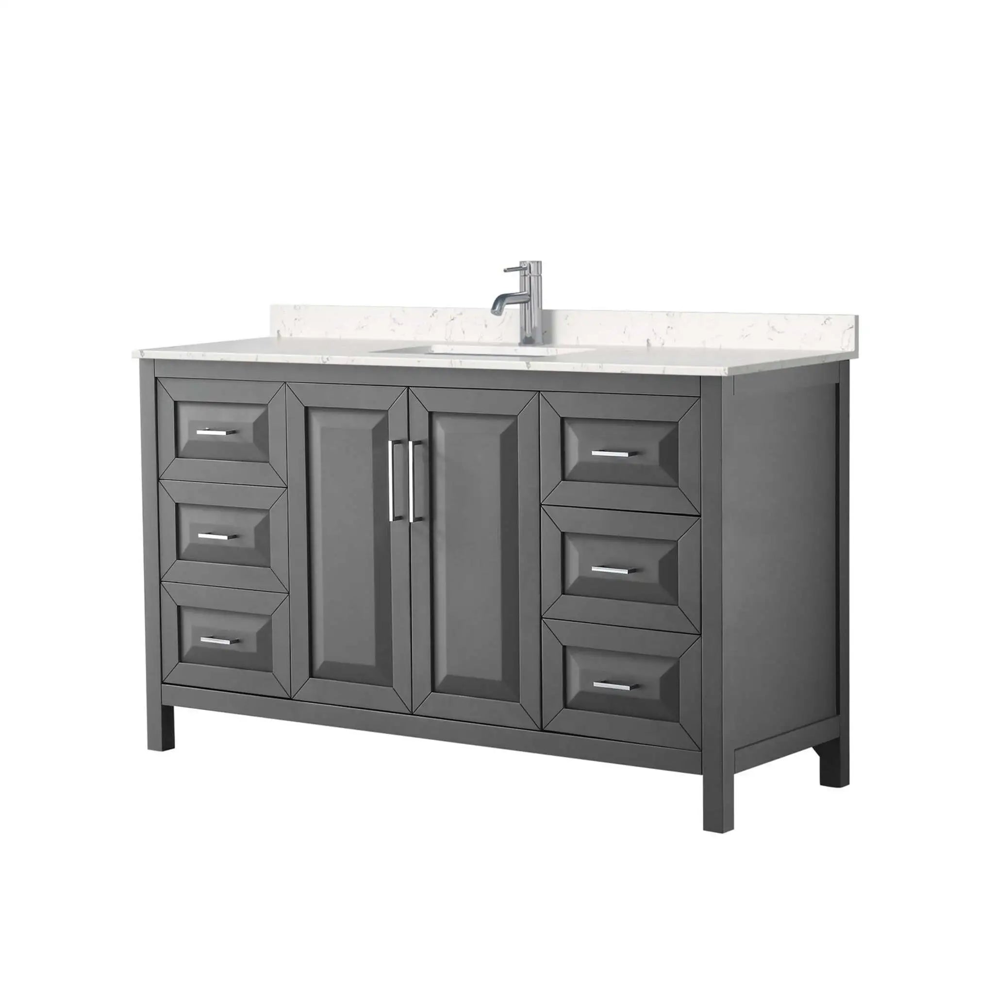 60" Daria Single Bathroom Vanity in Dark Gray with Polished Chrome Trim by Wyndham