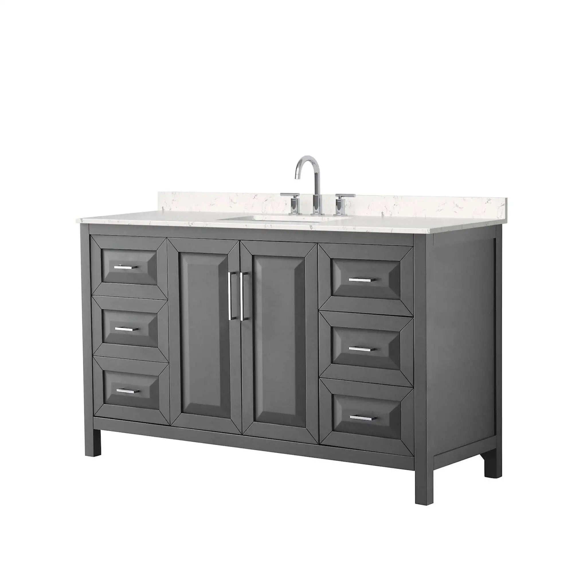60" Daria Single Bathroom Vanity in Dark Gray with Polished Chrome Trim by Wyndham