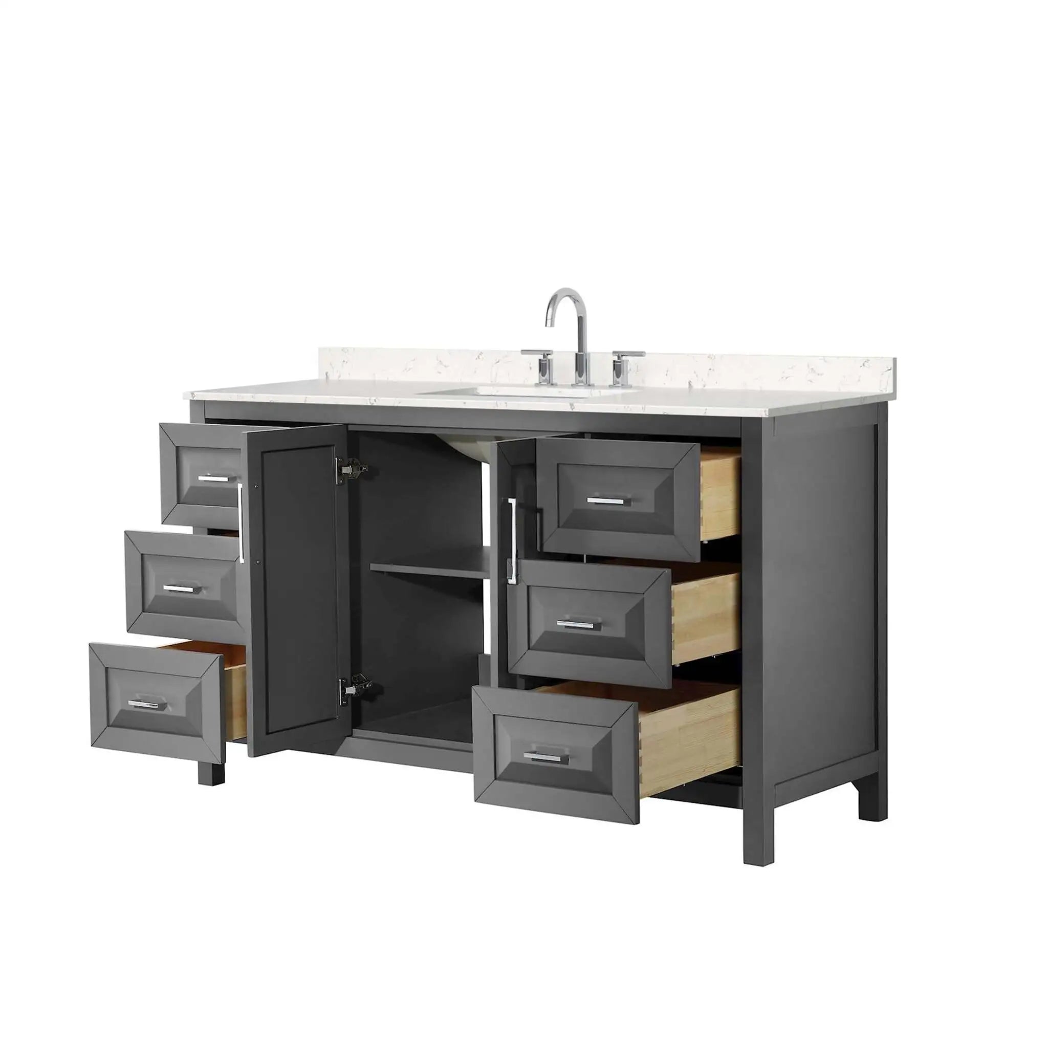 60" Daria Single Bathroom Vanity in Dark Gray with Polished Chrome Trim by Wyndham