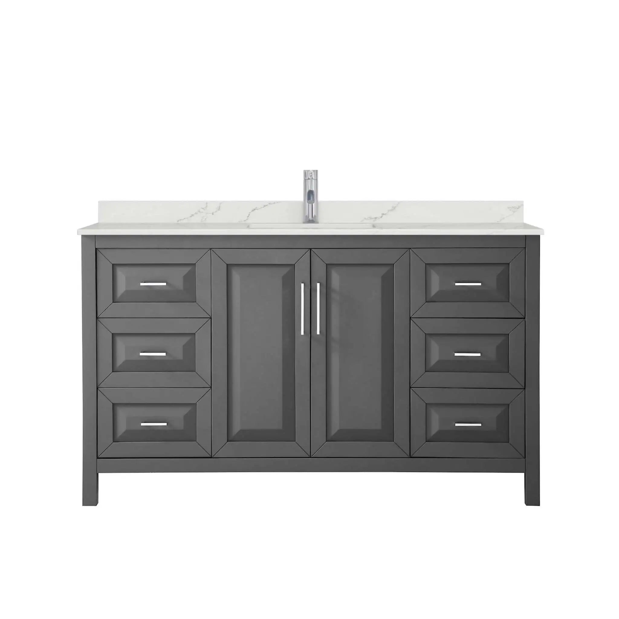 60" Daria Single Bathroom Vanity in Dark Gray with Polished Chrome Trim by Wyndham