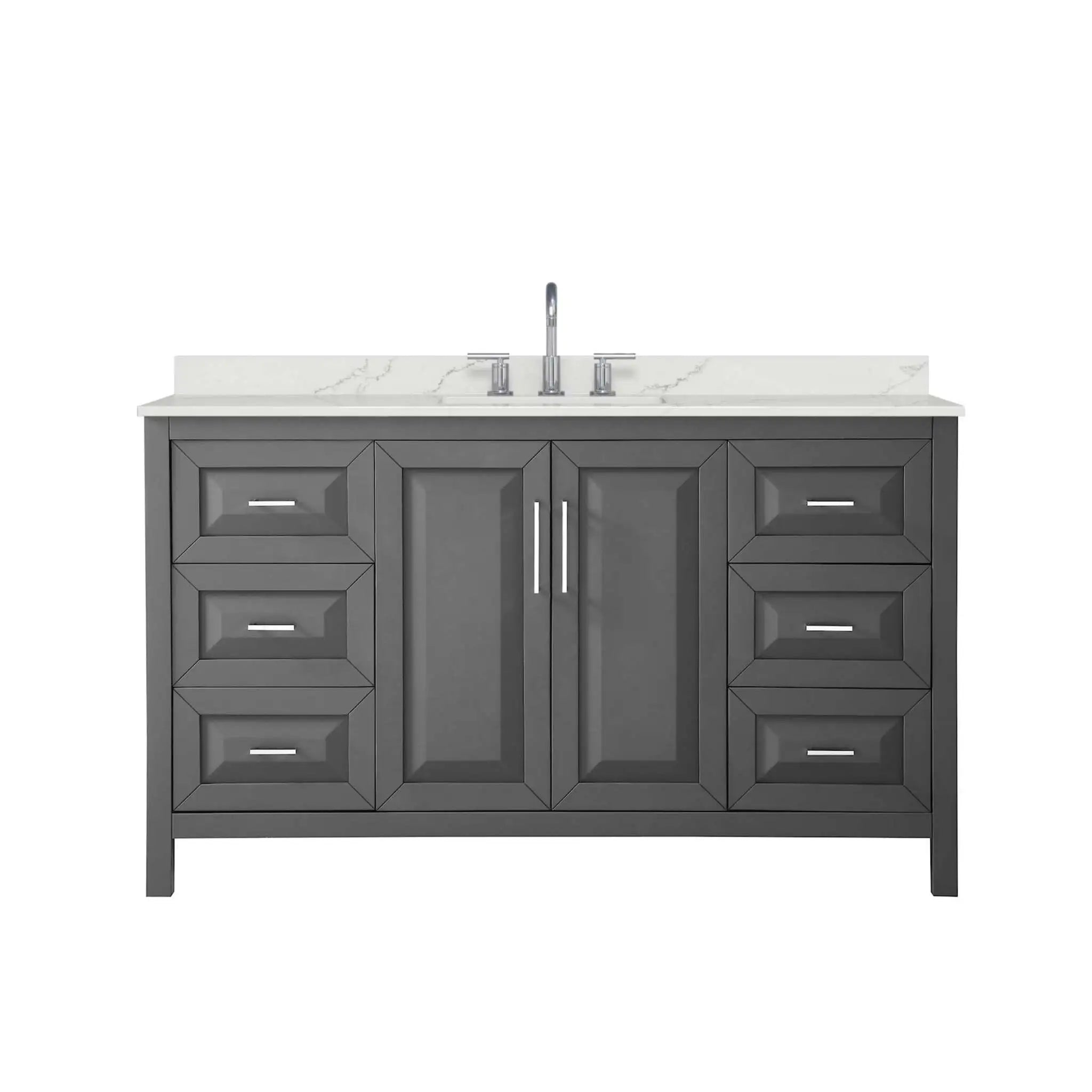 60" Daria Single Bathroom Vanity in Dark Gray with Polished Chrome Trim by Wyndham