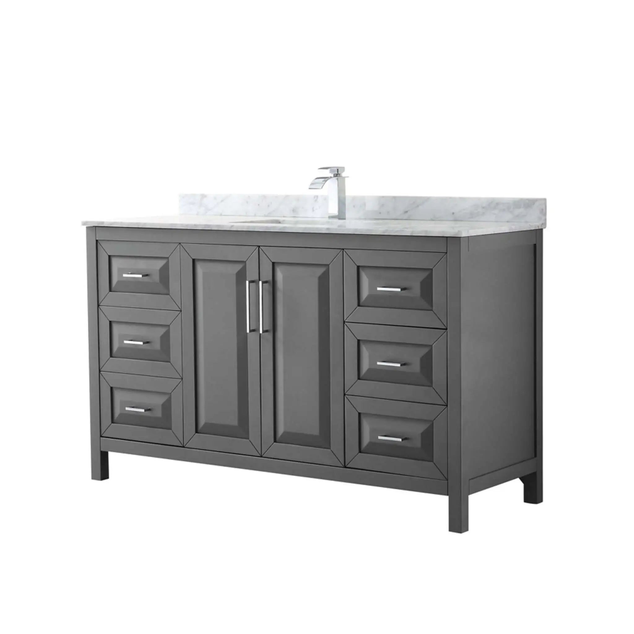 60" Daria Single Bathroom Vanity in Dark Gray with Polished Chrome Trim by Wyndham