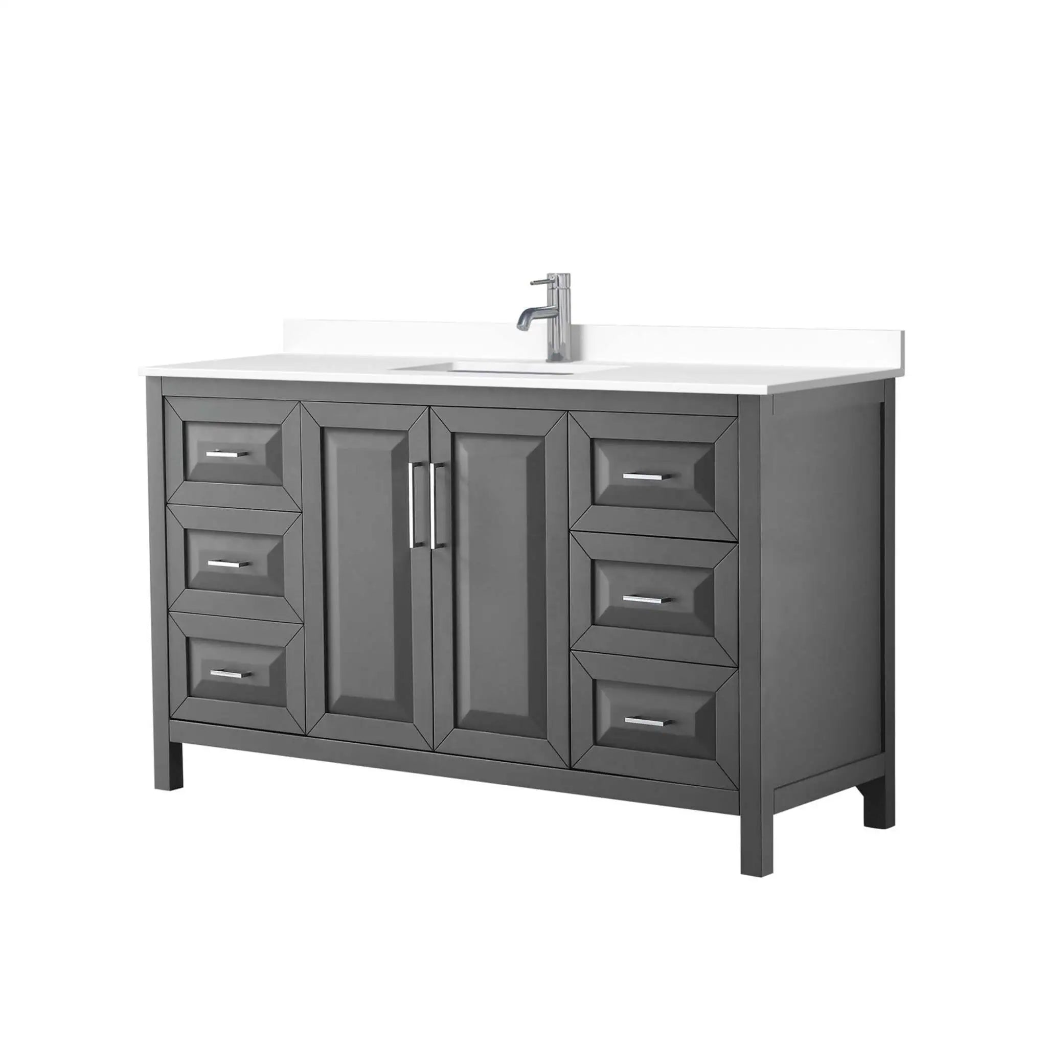 60" Daria Single Bathroom Vanity in Dark Gray with Polished Chrome Trim by Wyndham