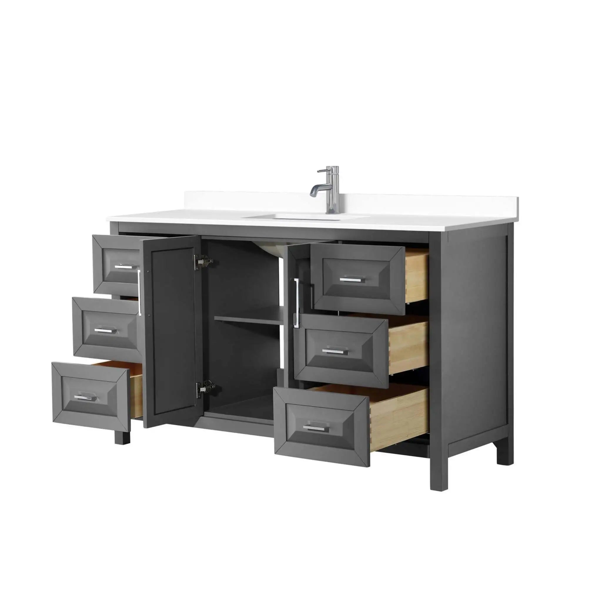 60" Daria Single Bathroom Vanity in Dark Gray with Polished Chrome Trim by Wyndham