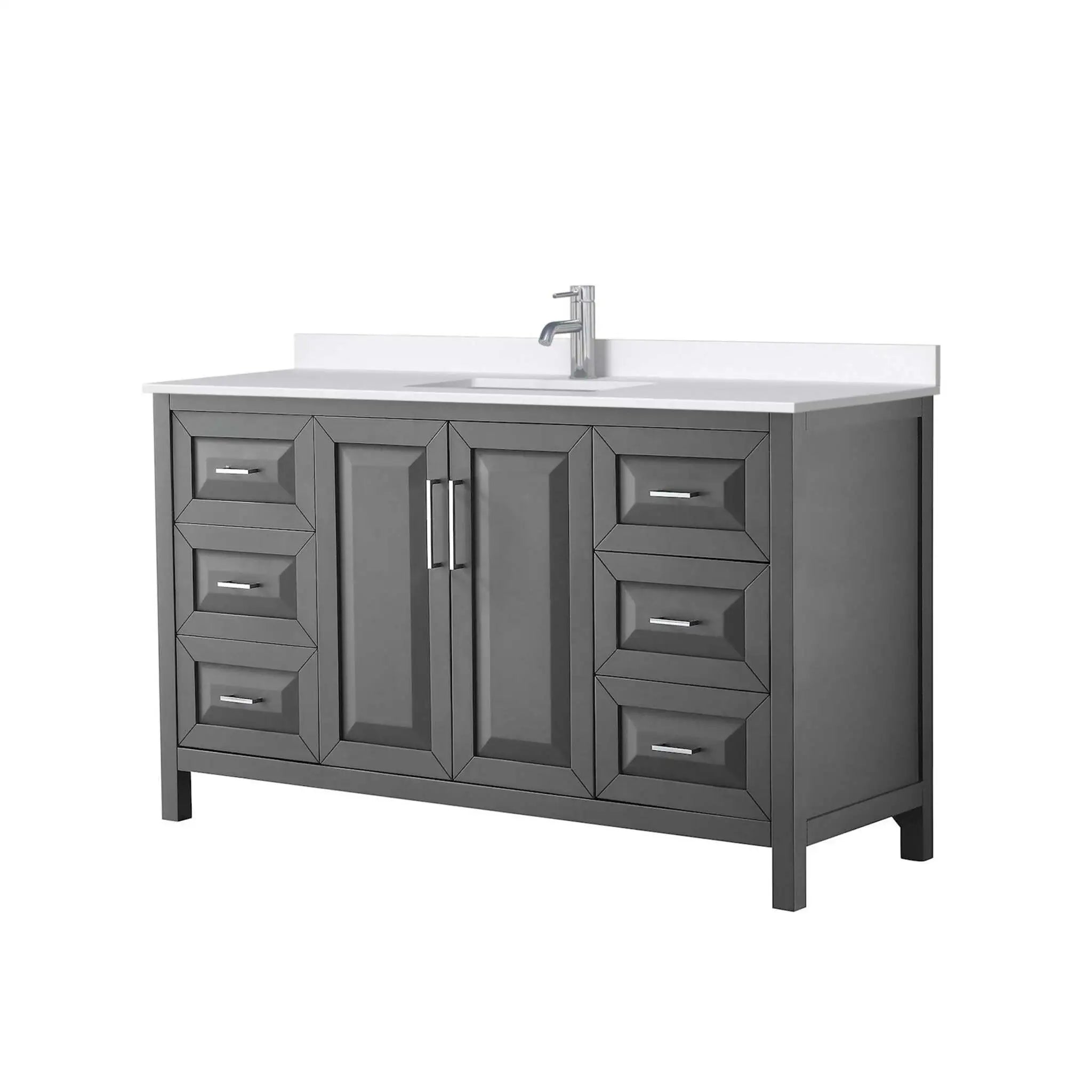 60" Daria Single Bathroom Vanity in Dark Gray with Polished Chrome Trim by Wyndham