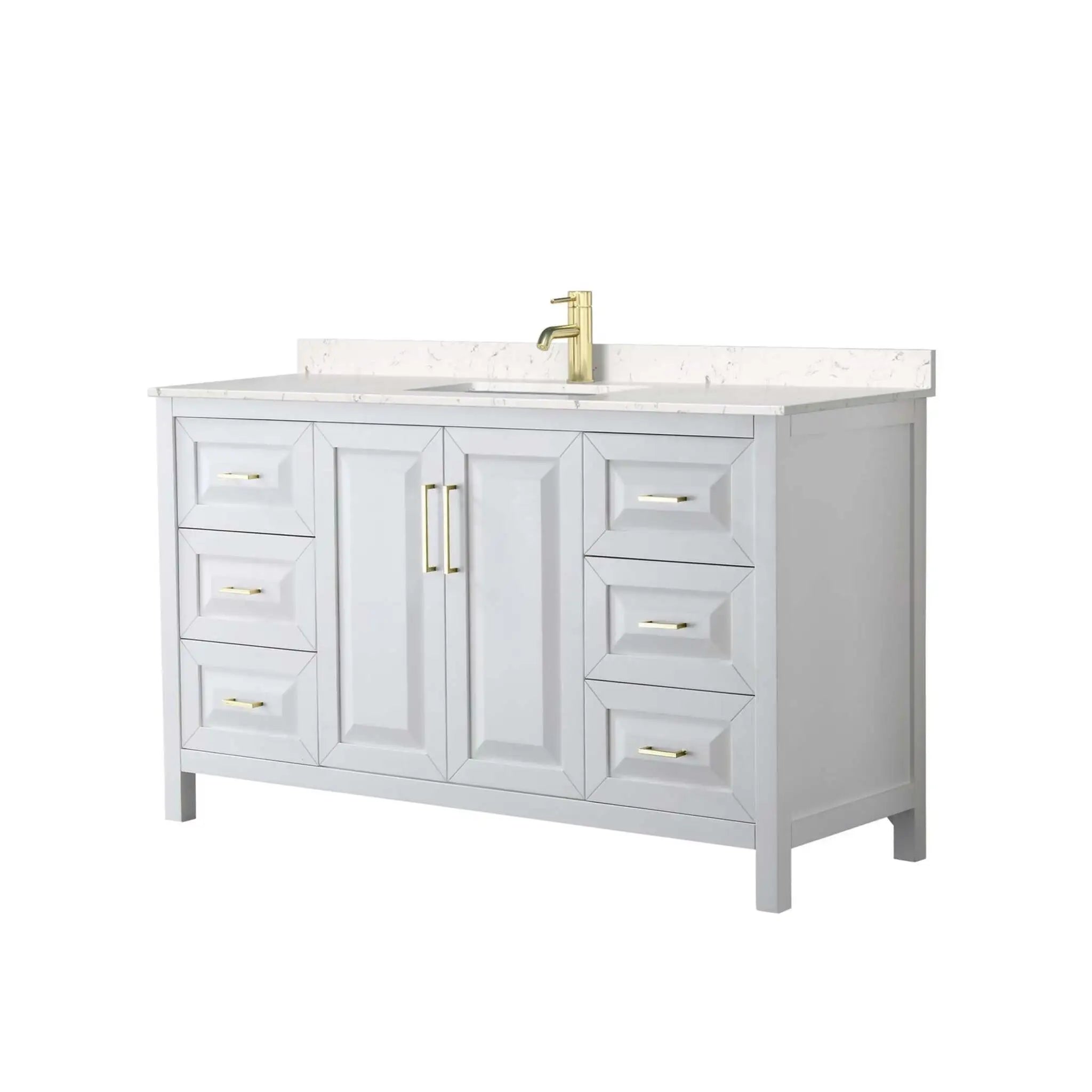 60" Daria Single Bathroom Vanity in White with Brushed Gold Trim by Wyndham