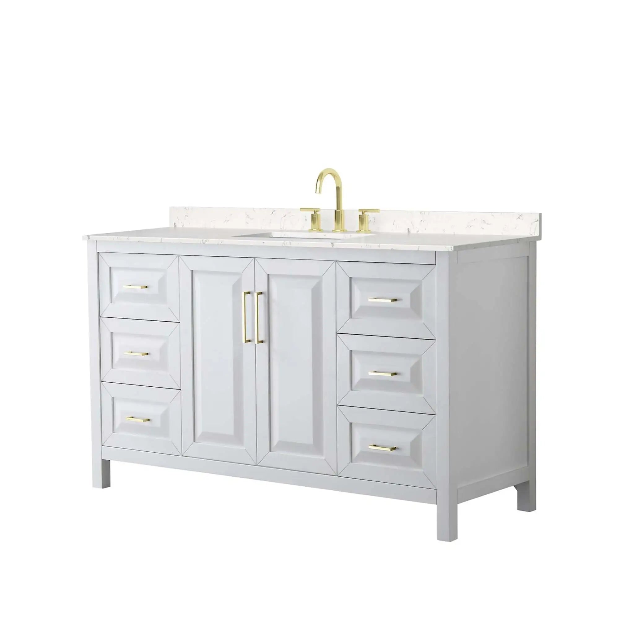 60" Daria Single Bathroom Vanity in White with Brushed Gold Trim by Wyndham