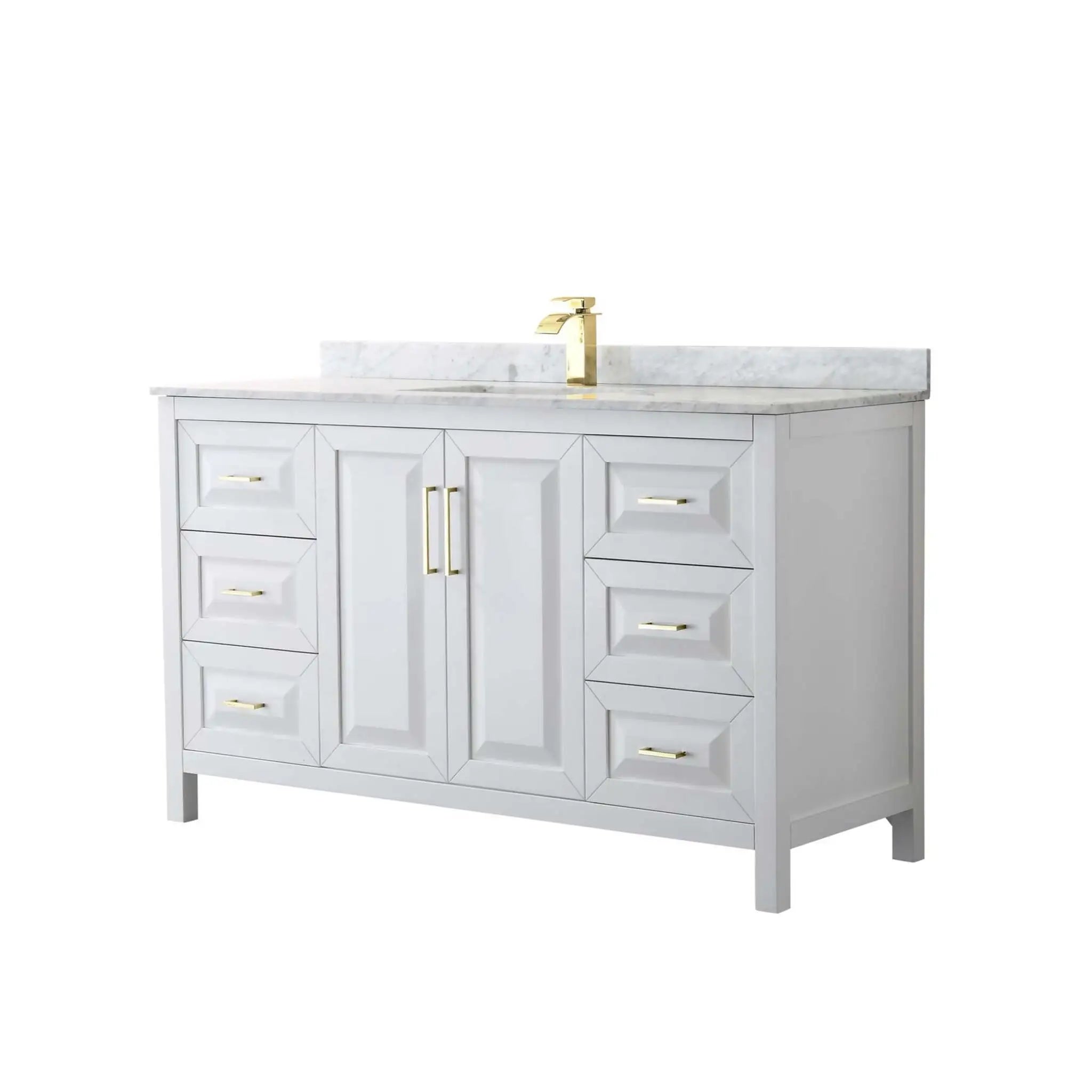 60" Daria Single Bathroom Vanity in White with Brushed Gold Trim by Wyndham