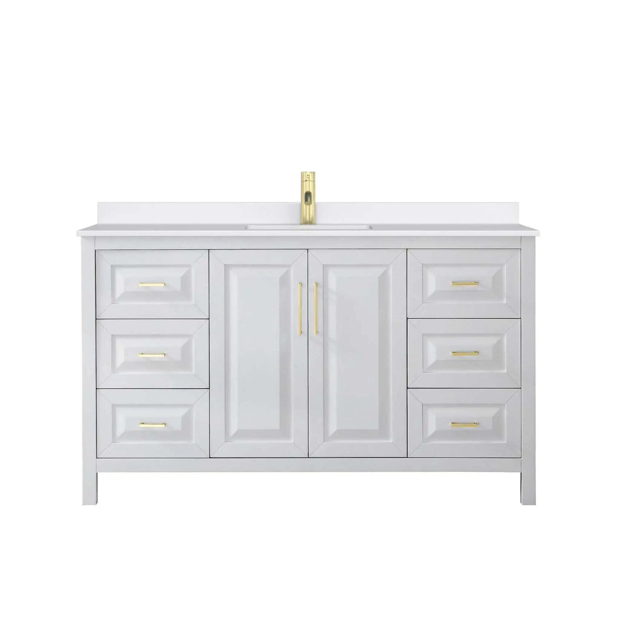60" Daria Single Bathroom Vanity in White with Brushed Gold Trim by Wyndham