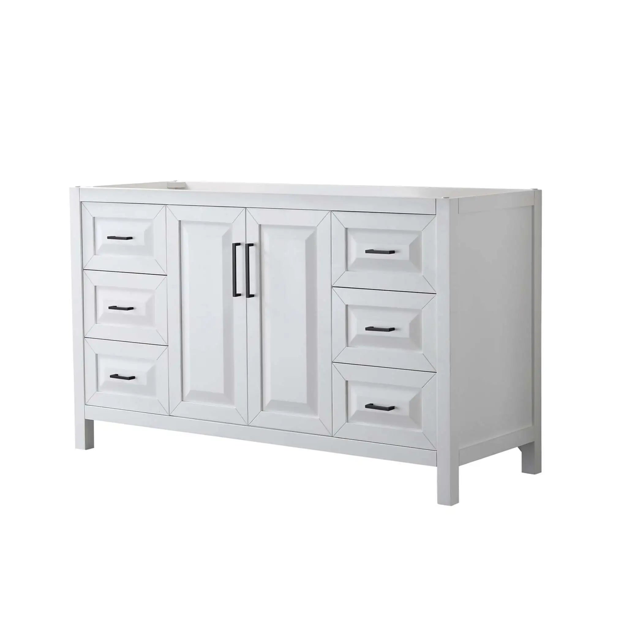 60" Daria Single Bathroom Vanity in White with Matte Black Trim by Wyndham