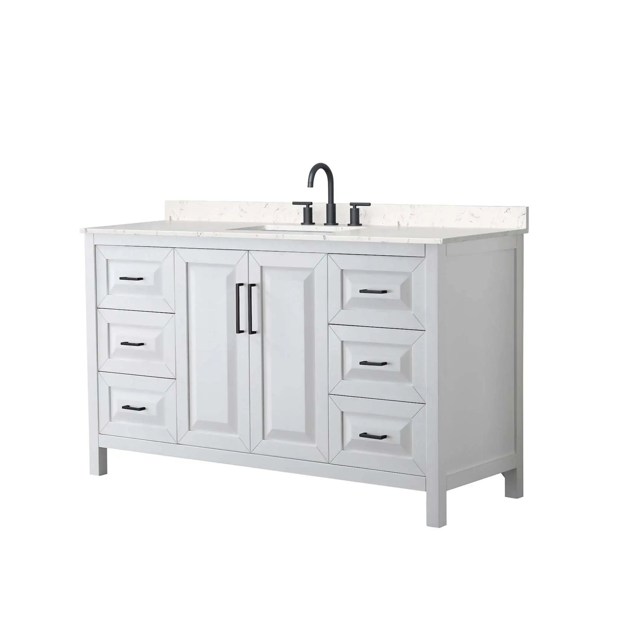 60" Daria Single Bathroom Vanity in White with Matte Black Trim by Wyndham