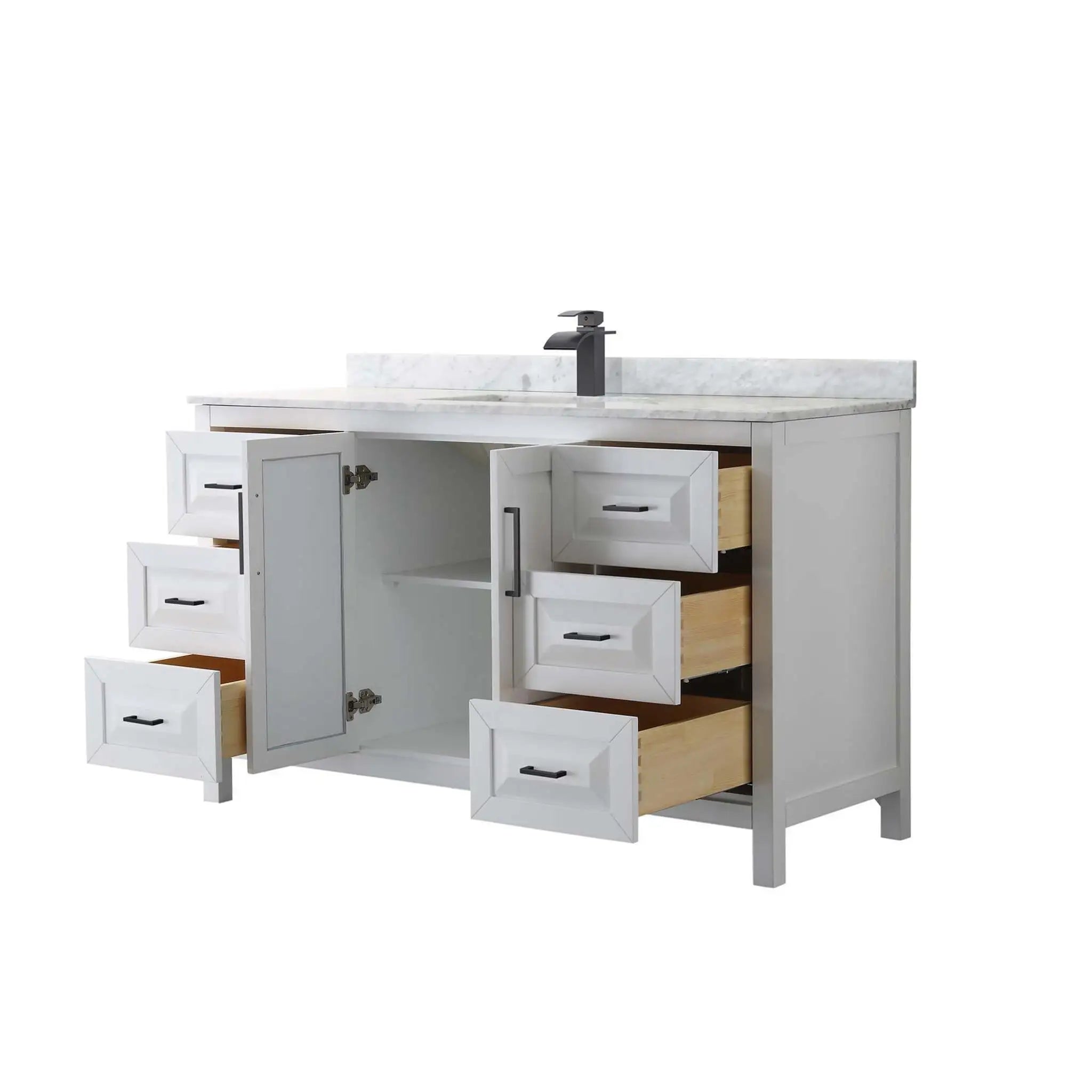 60" Daria Single Bathroom Vanity in White with Matte Black Trim by Wyndham