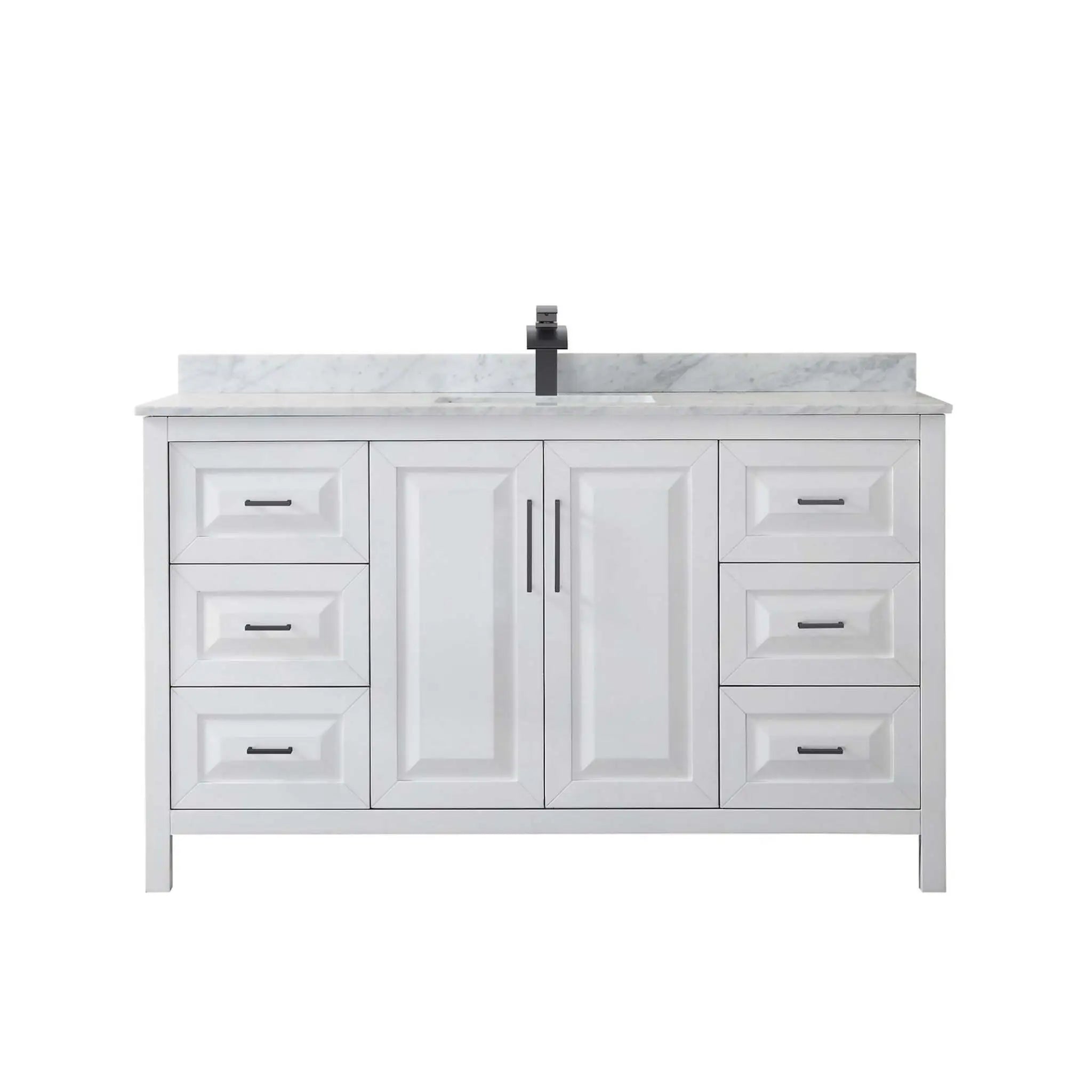 60" Daria Single Bathroom Vanity in White with Matte Black Trim by Wyndham