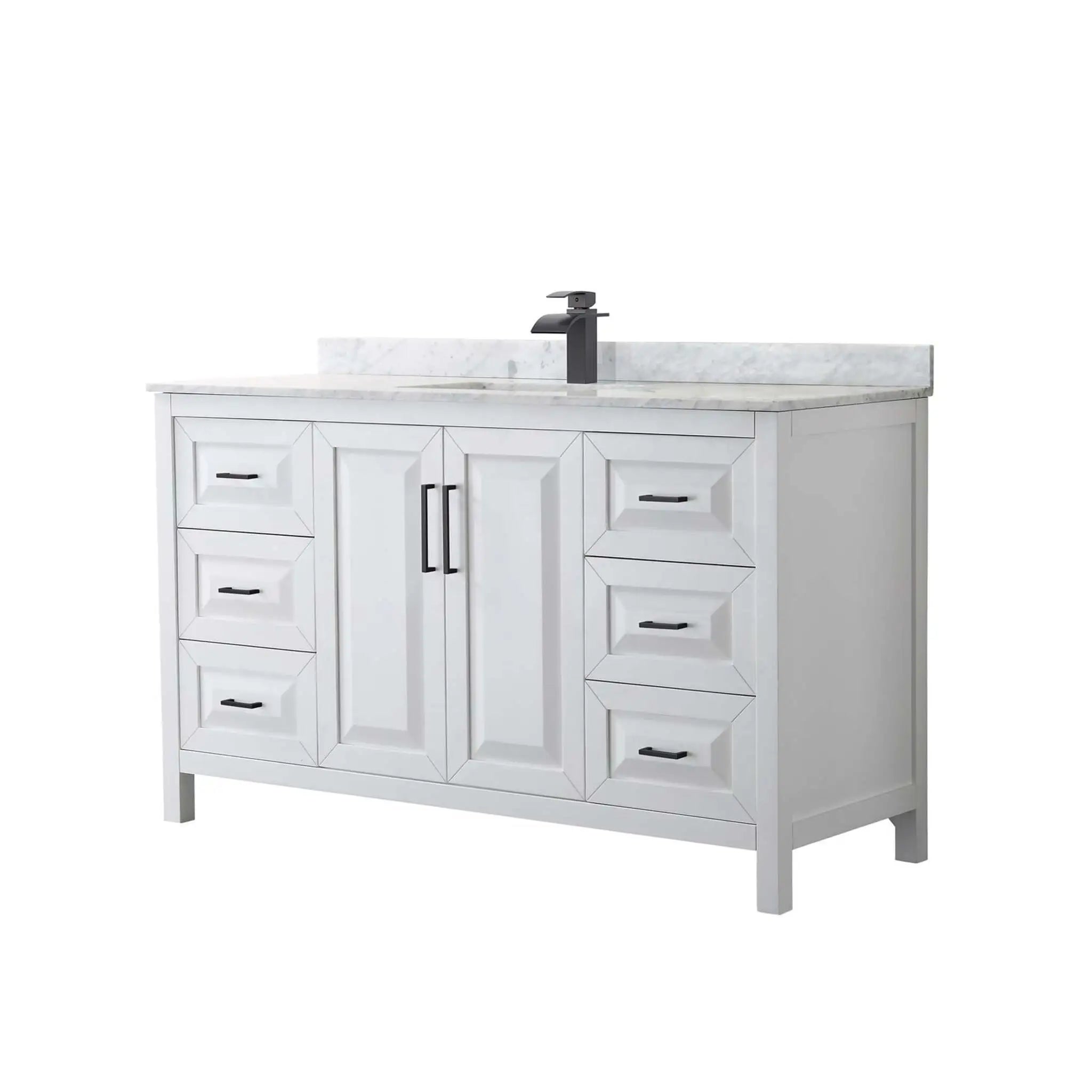 60" Daria Single Bathroom Vanity in White with Matte Black Trim by Wyndham