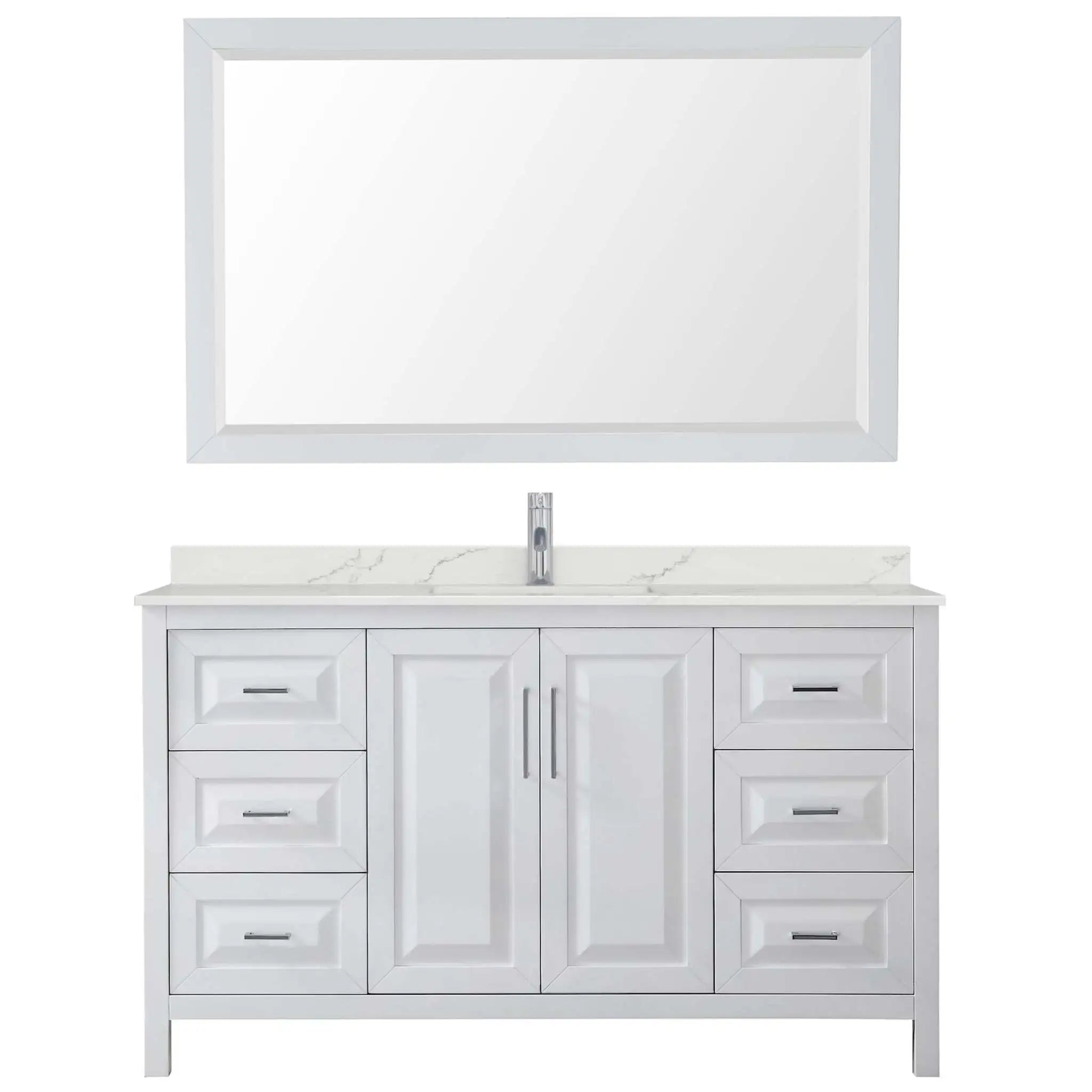 60" Daria Single Bathroom Vanity in White with Polished Chrome Trim & 58" Mirror by Wyndham
