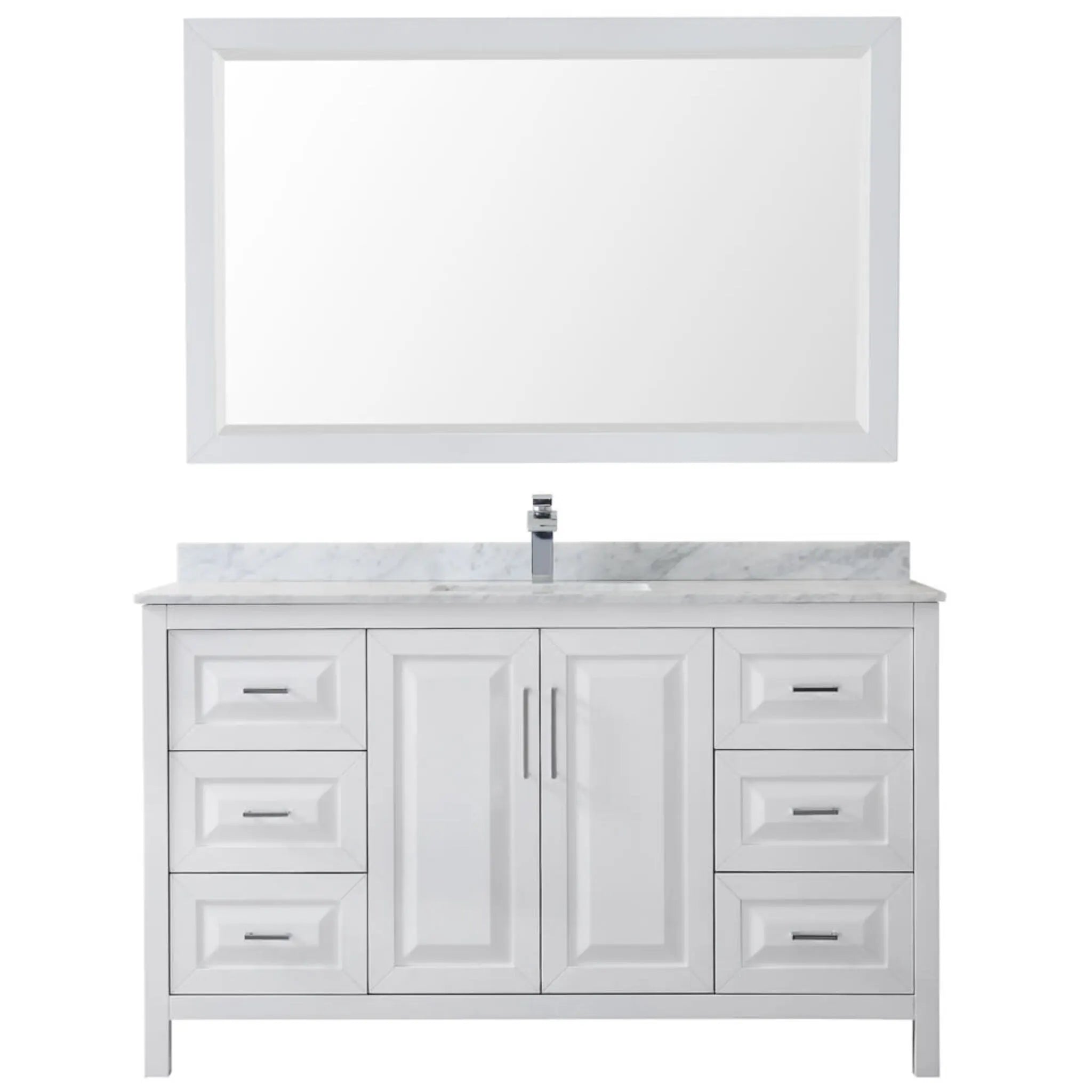 60" Daria Single Bathroom Vanity in White with Polished Chrome Trim & 58" Mirror by Wyndham