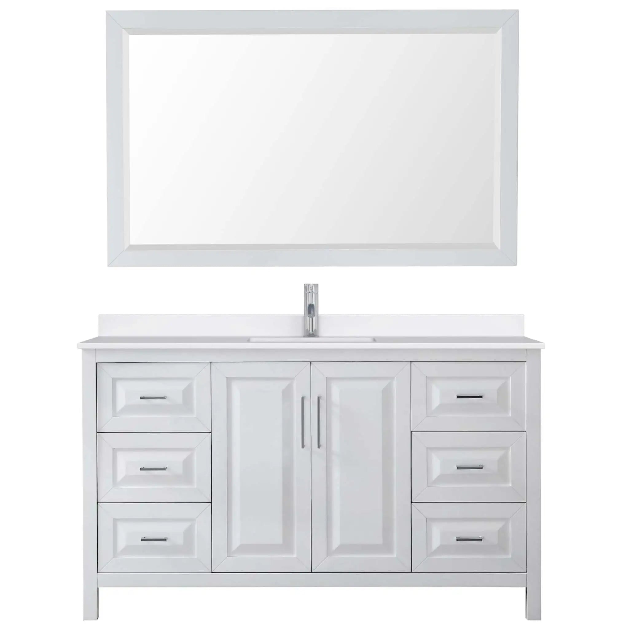 60" Daria Single Bathroom Vanity in White with Polished Chrome Trim & 58" Mirror by Wyndham