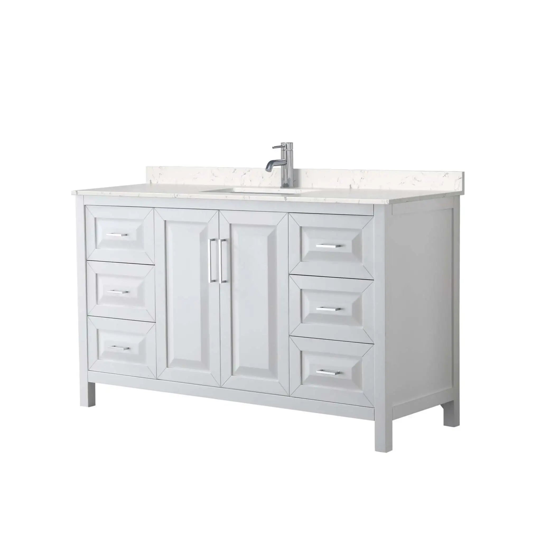 60" Daria Single Bathroom Vanity in White with Polished Chrome Trim by Wyndham