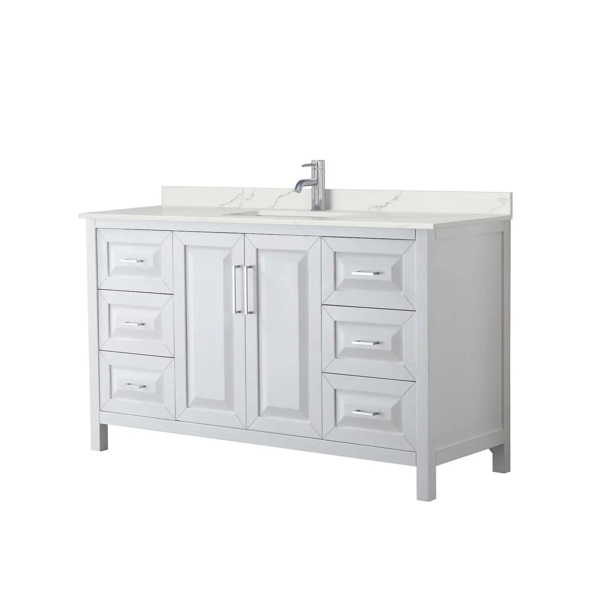 60" Daria Single Bathroom Vanity in White with Polished Chrome Trim by Wyndham
