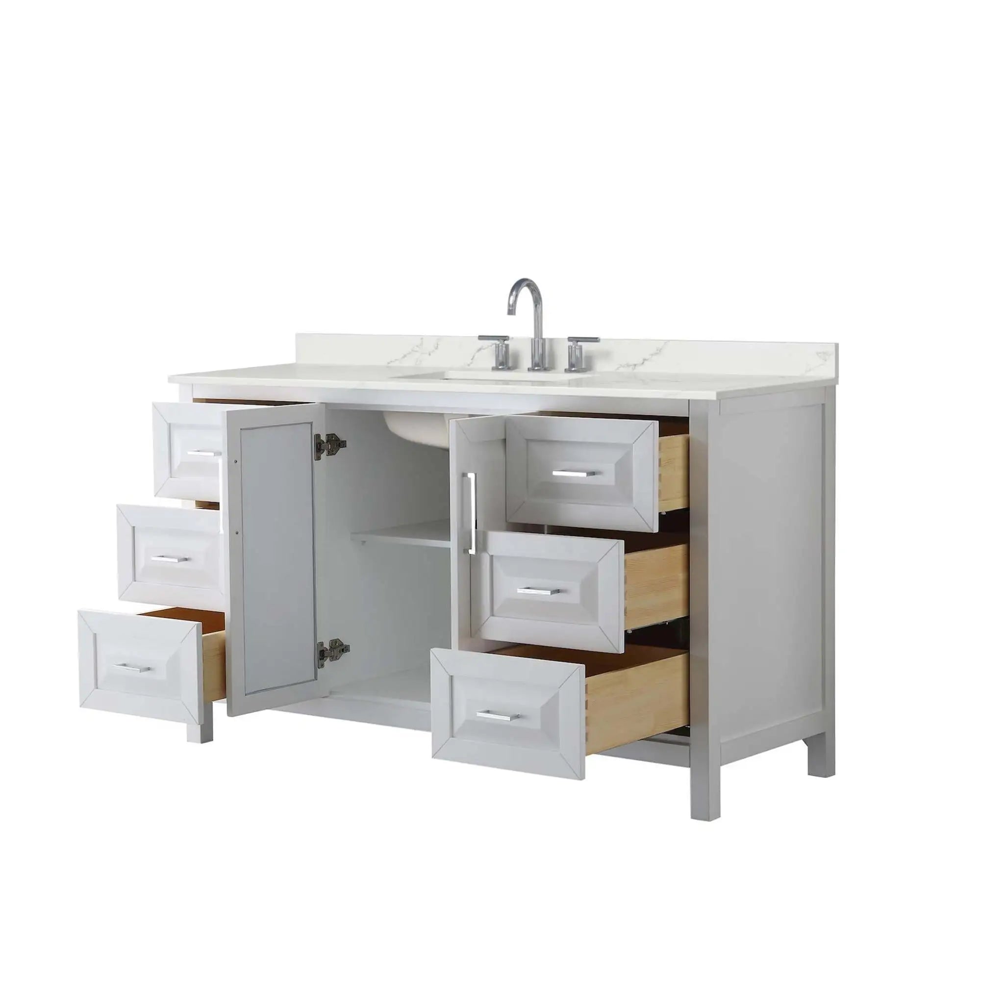 60" Daria Single Bathroom Vanity in White with Polished Chrome Trim by Wyndham