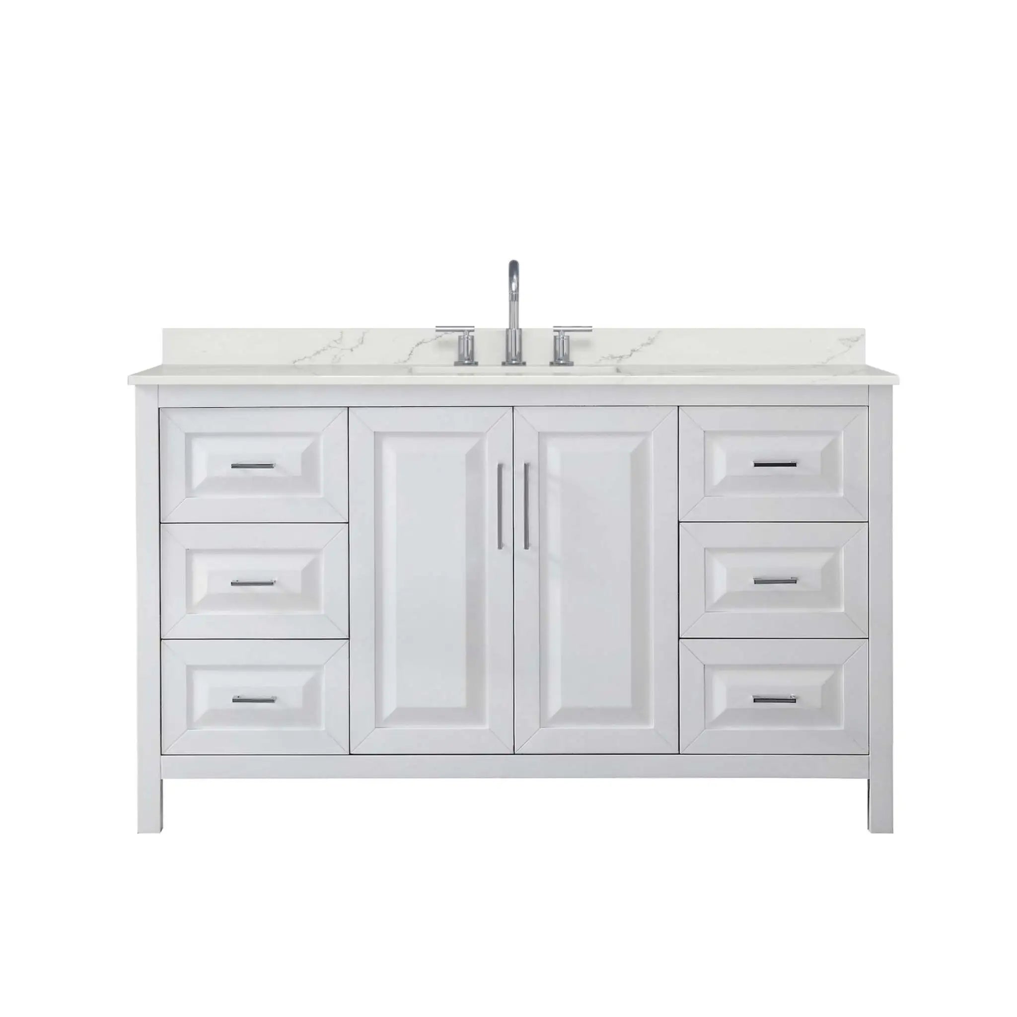 60" Daria Single Bathroom Vanity in White with Polished Chrome Trim by Wyndham