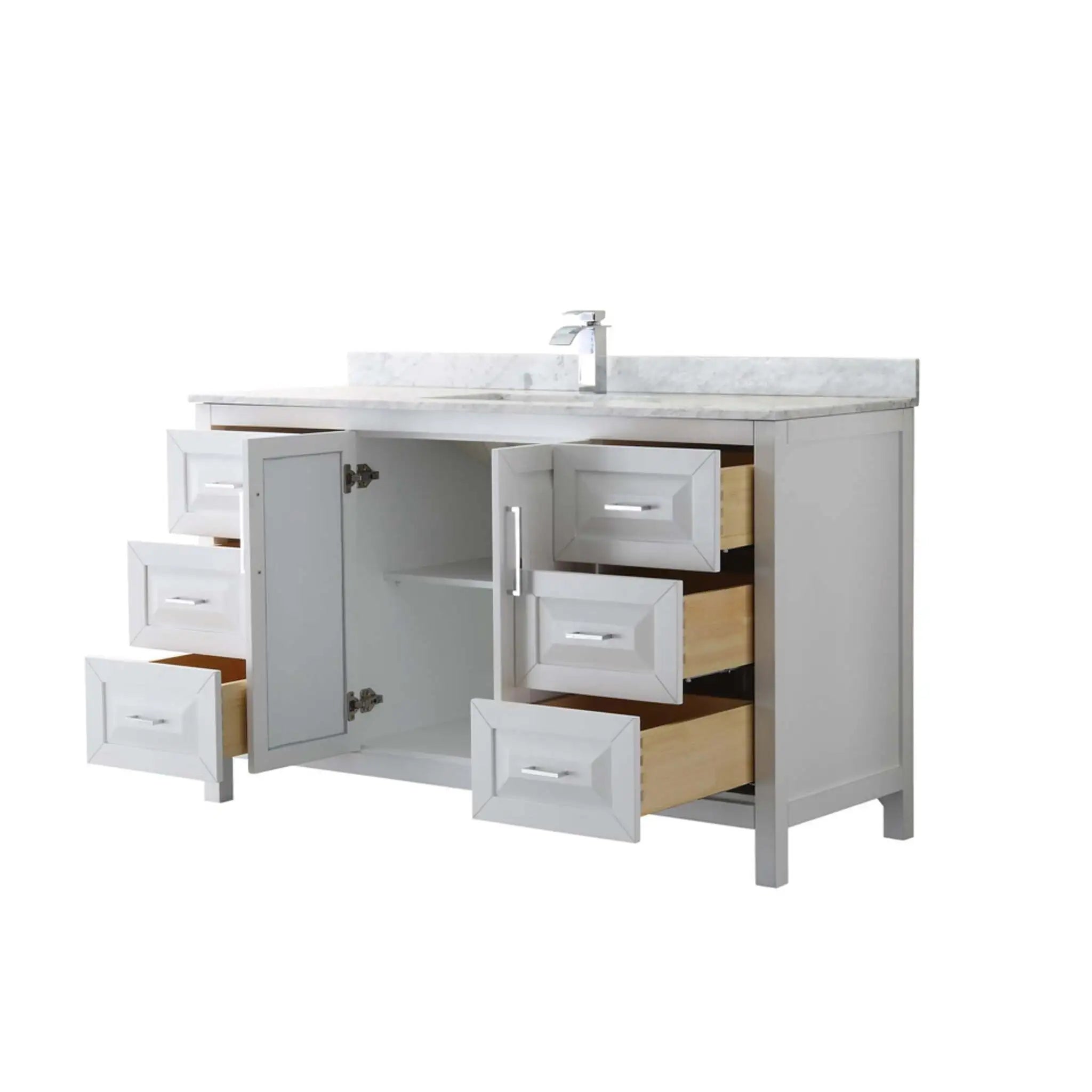 60" Daria Single Bathroom Vanity in White with Polished Chrome Trim by Wyndham