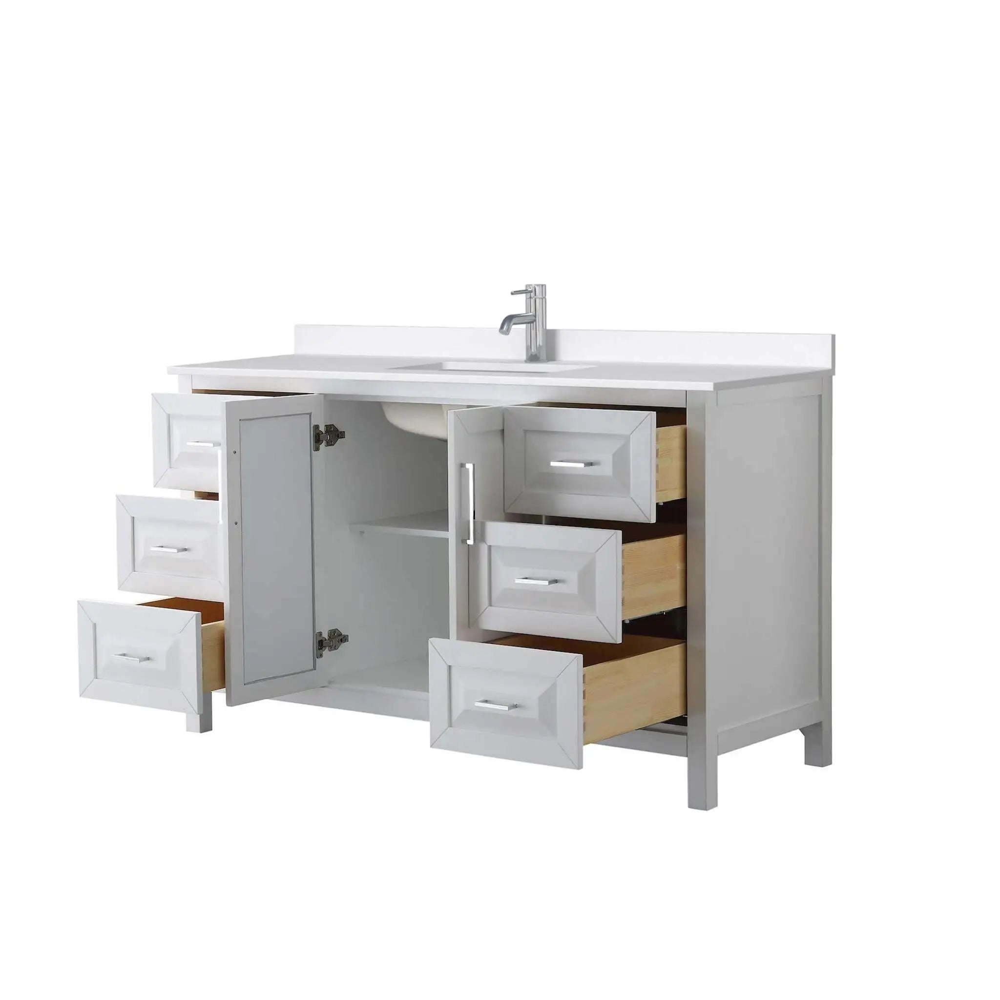 60" Daria Single Bathroom Vanity in White with Polished Chrome Trim by Wyndham