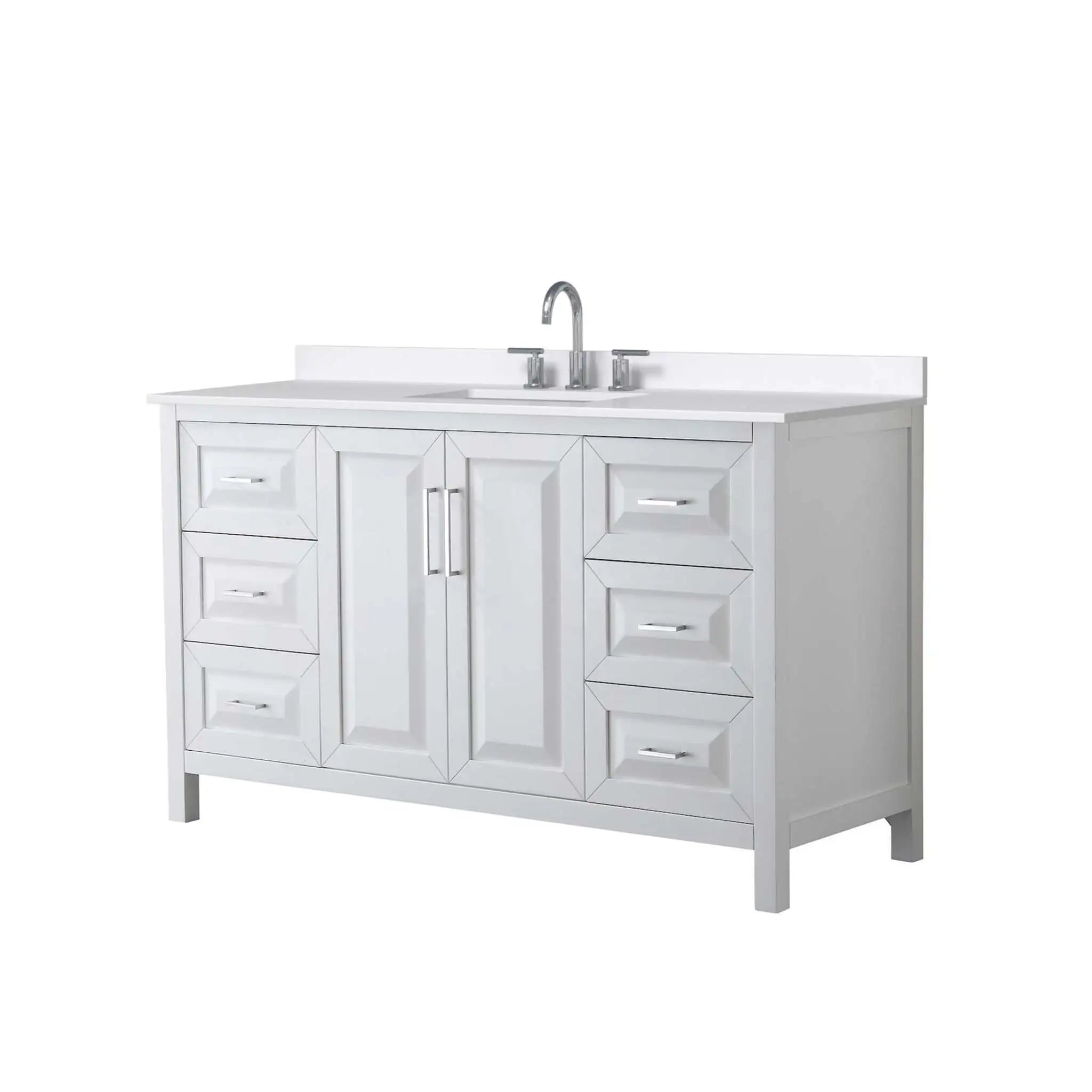 60" Daria Single Bathroom Vanity in White with Polished Chrome Trim by Wyndham