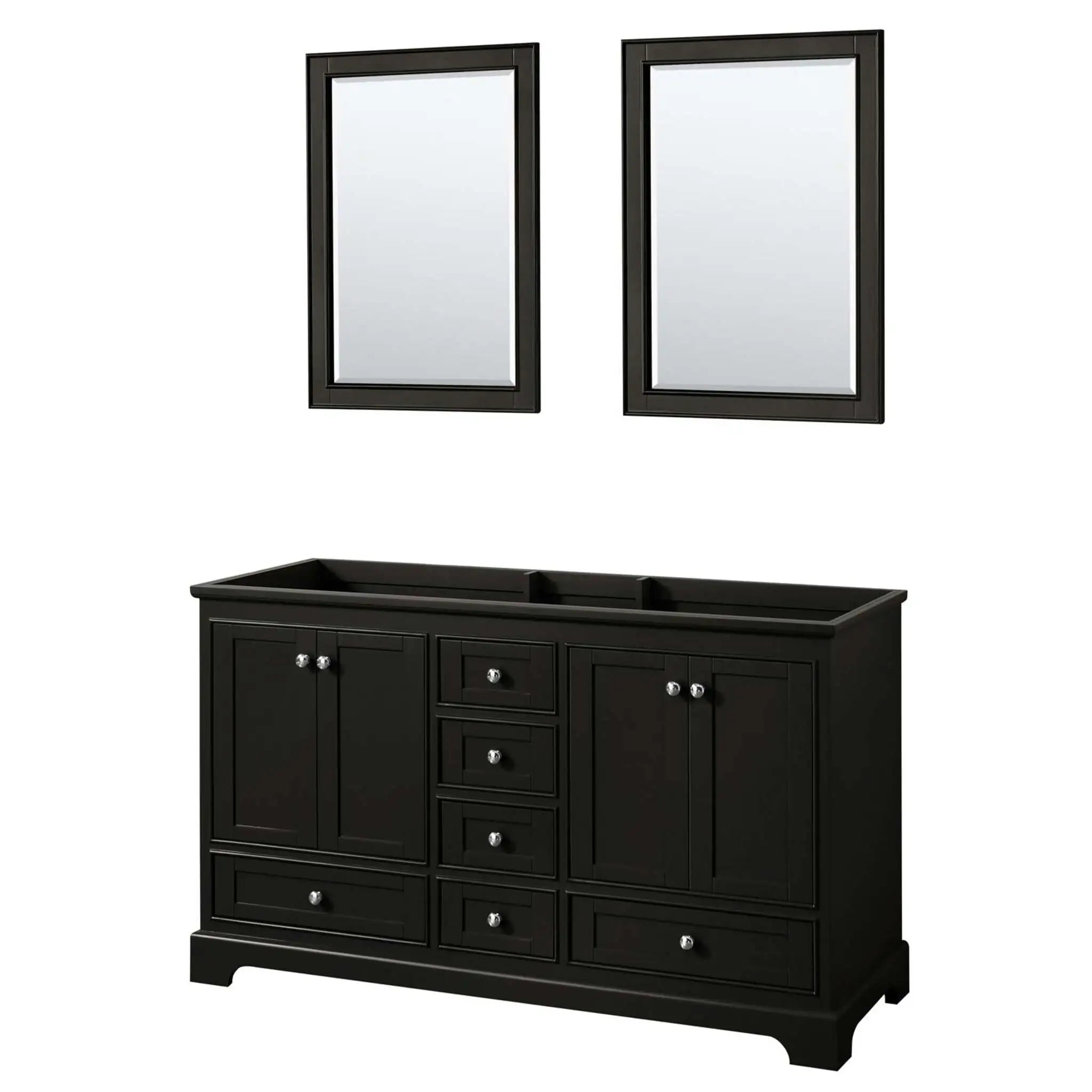 60" Deborah Double Bathroom Vanity in Dark Espresso with Polished Chrome Trim & 24" Mirror by Wyndham