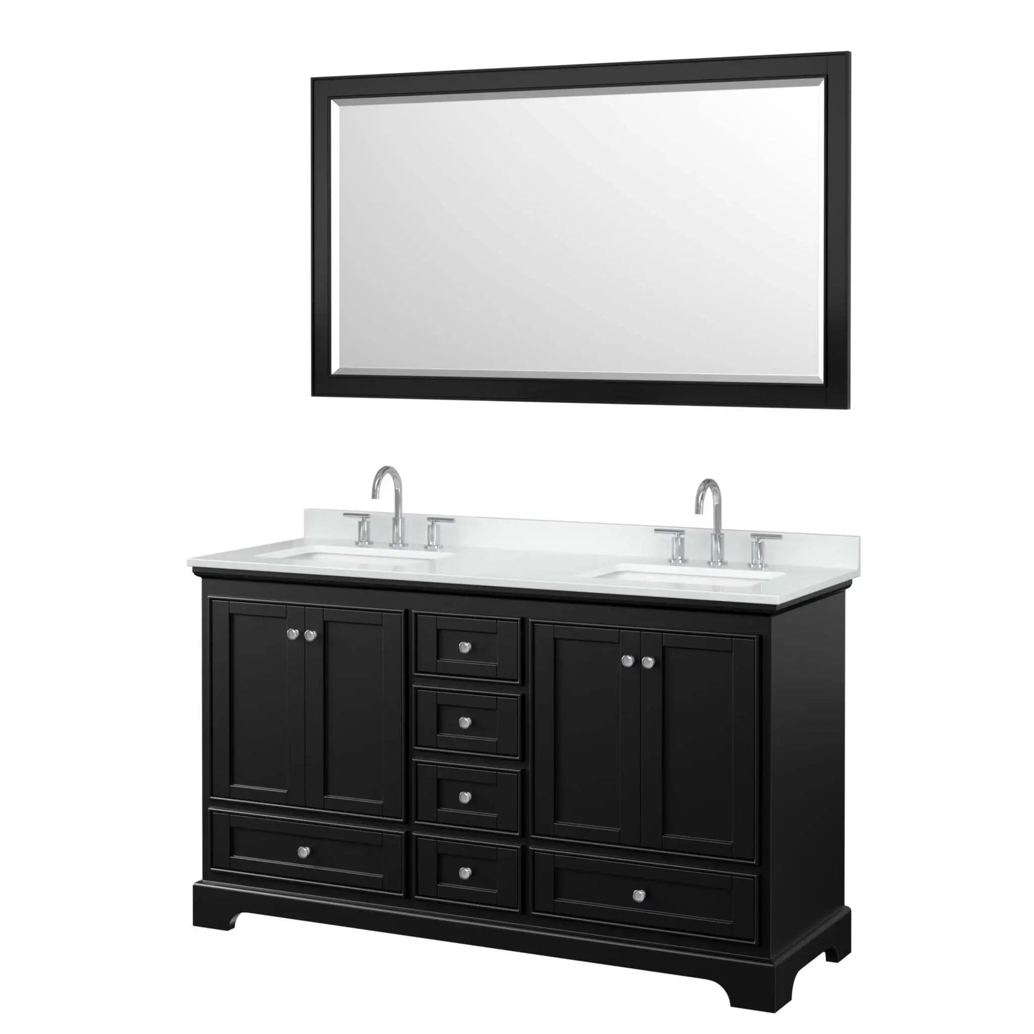 60" Deborah Double Bathroom Vanity in Dark Espresso with Polished Chrome Trim & 58" Mirror by Wyndham