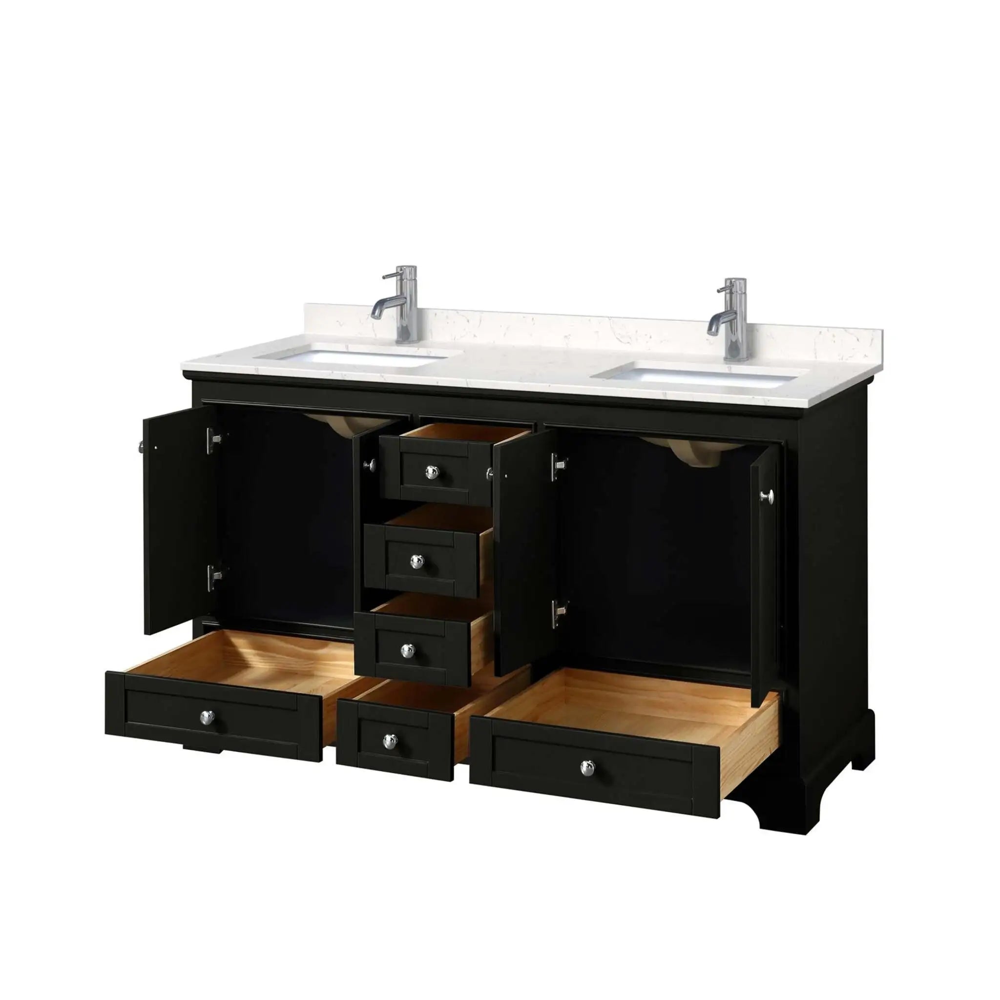 60" Deborah Double Bathroom Vanity in Dark Espresso with Polished Chrome Trim by Wyndham