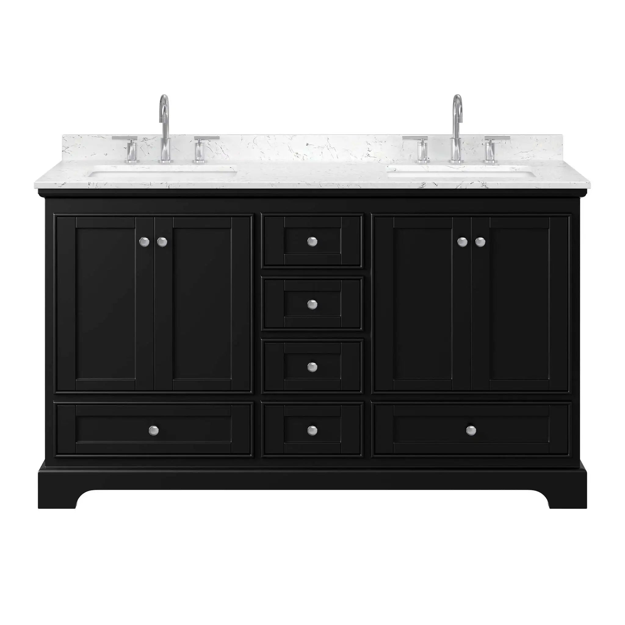 60" Deborah Double Bathroom Vanity in Dark Espresso with Polished Chrome Trim by Wyndham