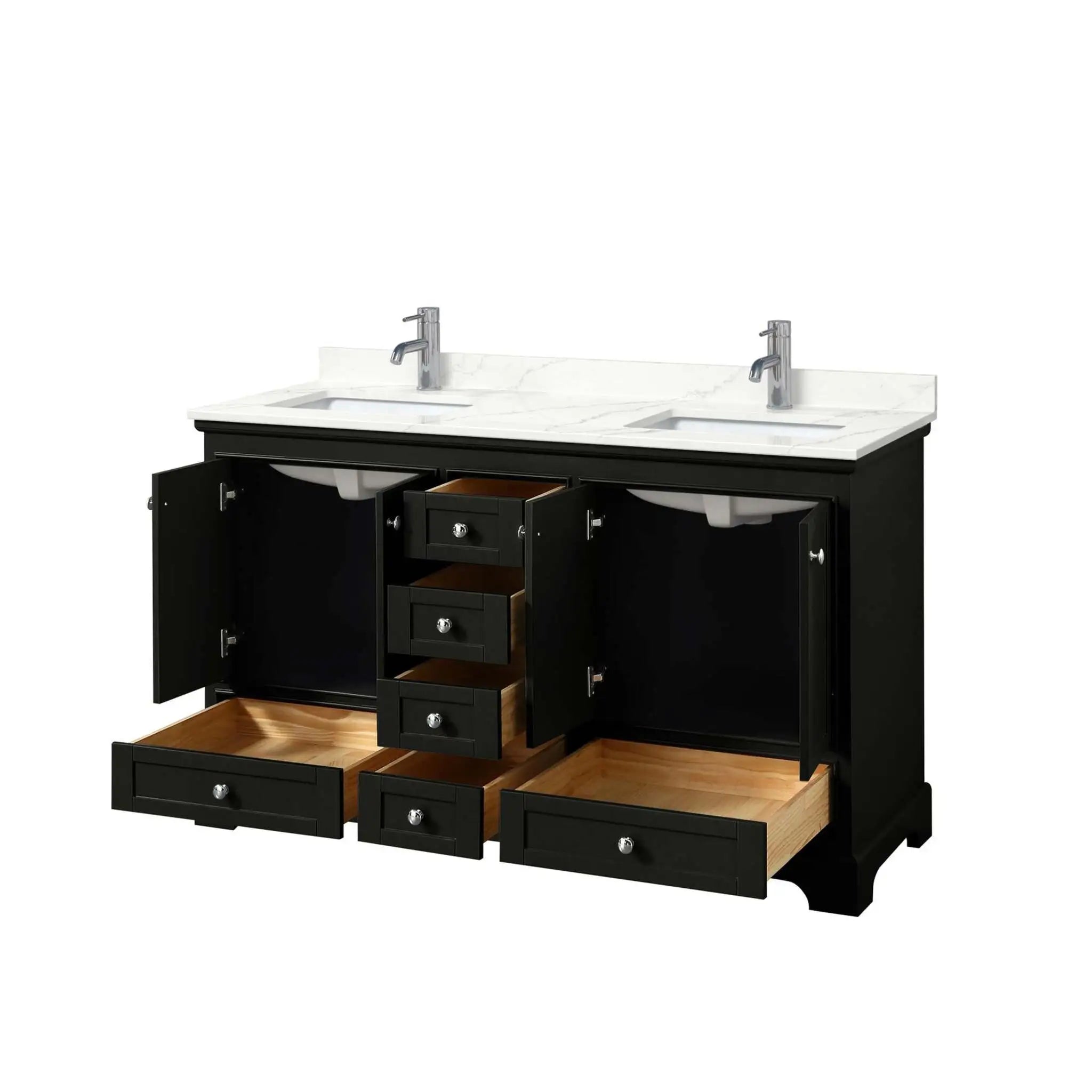 60" Deborah Double Bathroom Vanity in Dark Espresso with Polished Chrome Trim by Wyndham
