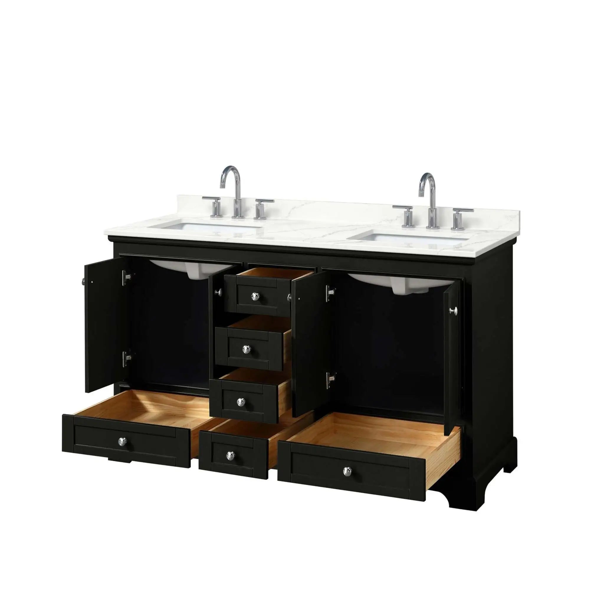 60" Deborah Double Bathroom Vanity in Dark Espresso with Polished Chrome Trim by Wyndham
