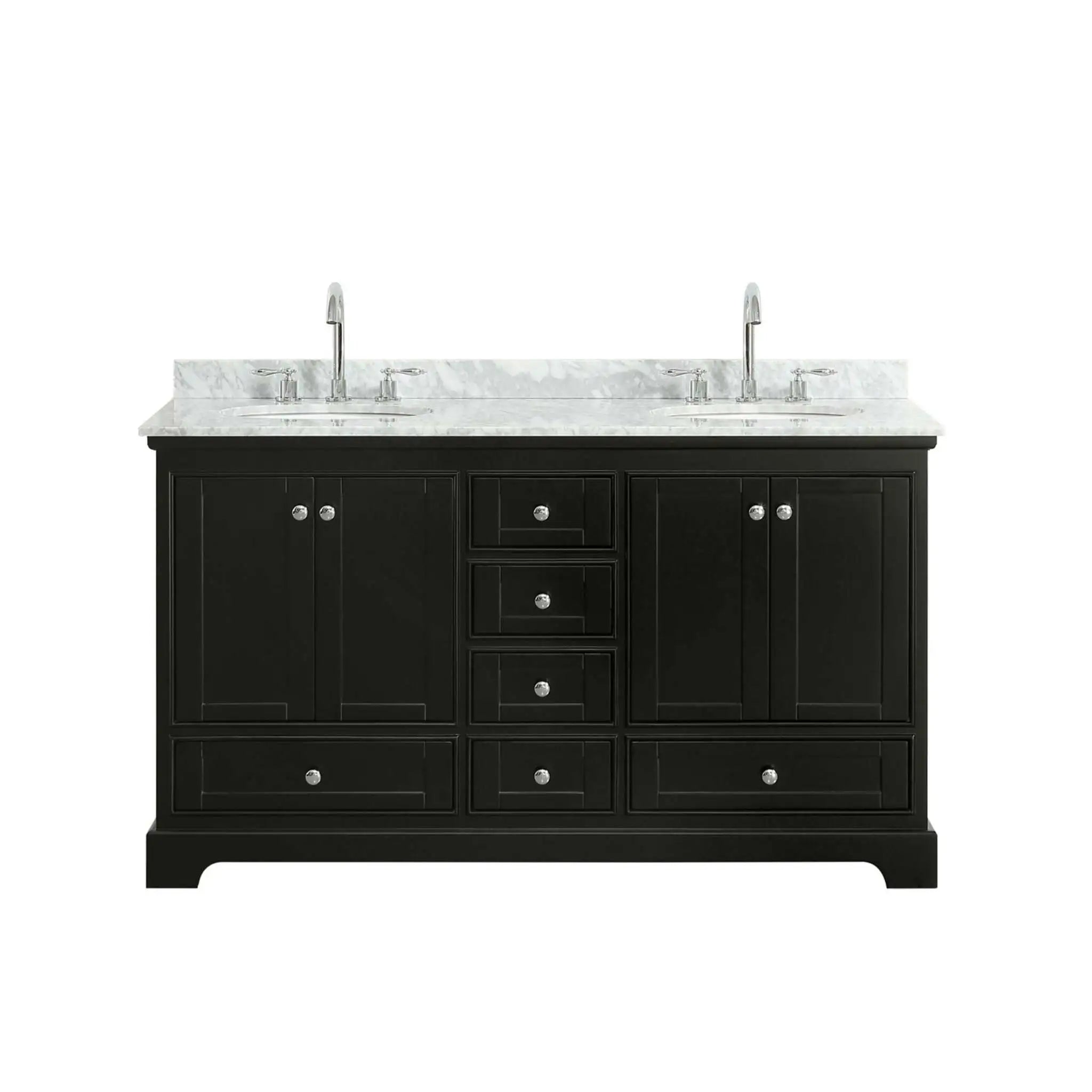 60" Deborah Double Bathroom Vanity in Dark Espresso with Polished Chrome Trim by Wyndham