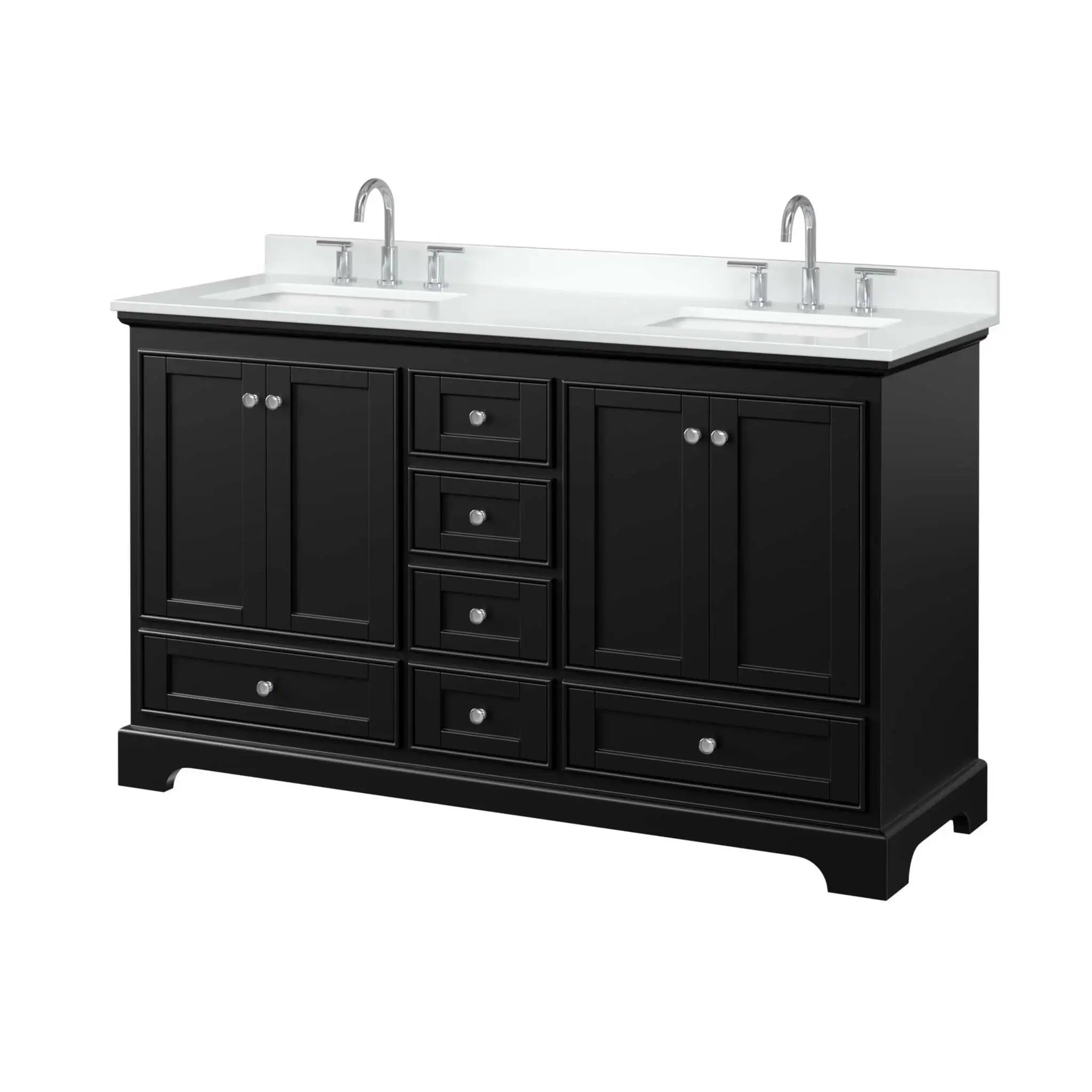60" Deborah Double Bathroom Vanity in Dark Espresso with Polished Chrome Trim by Wyndham