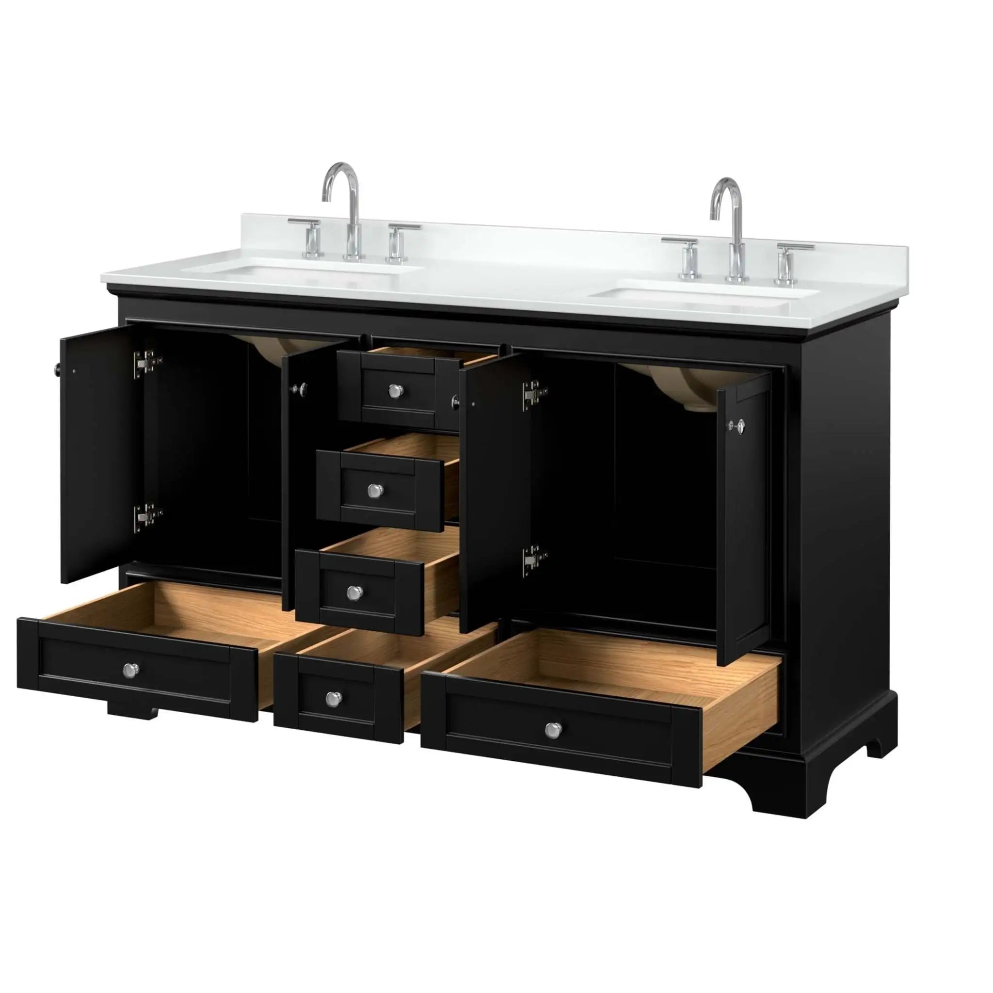 60" Deborah Double Bathroom Vanity in Dark Espresso with Polished Chrome Trim by Wyndham