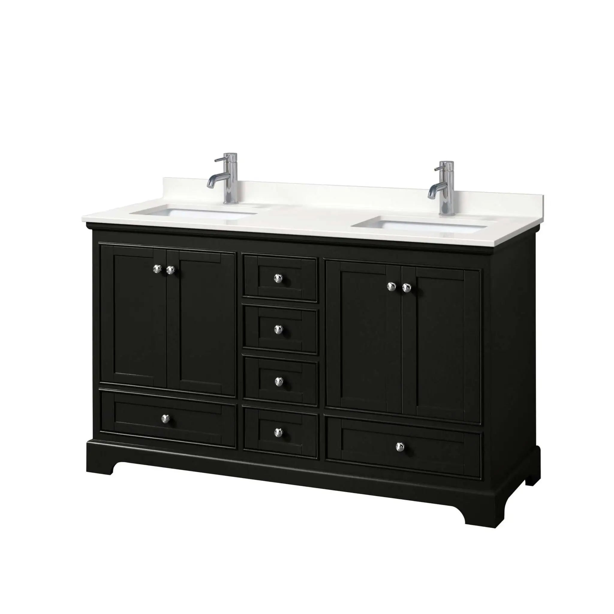 60" Deborah Double Bathroom Vanity in Dark Espresso with Polished Chrome Trim by Wyndham