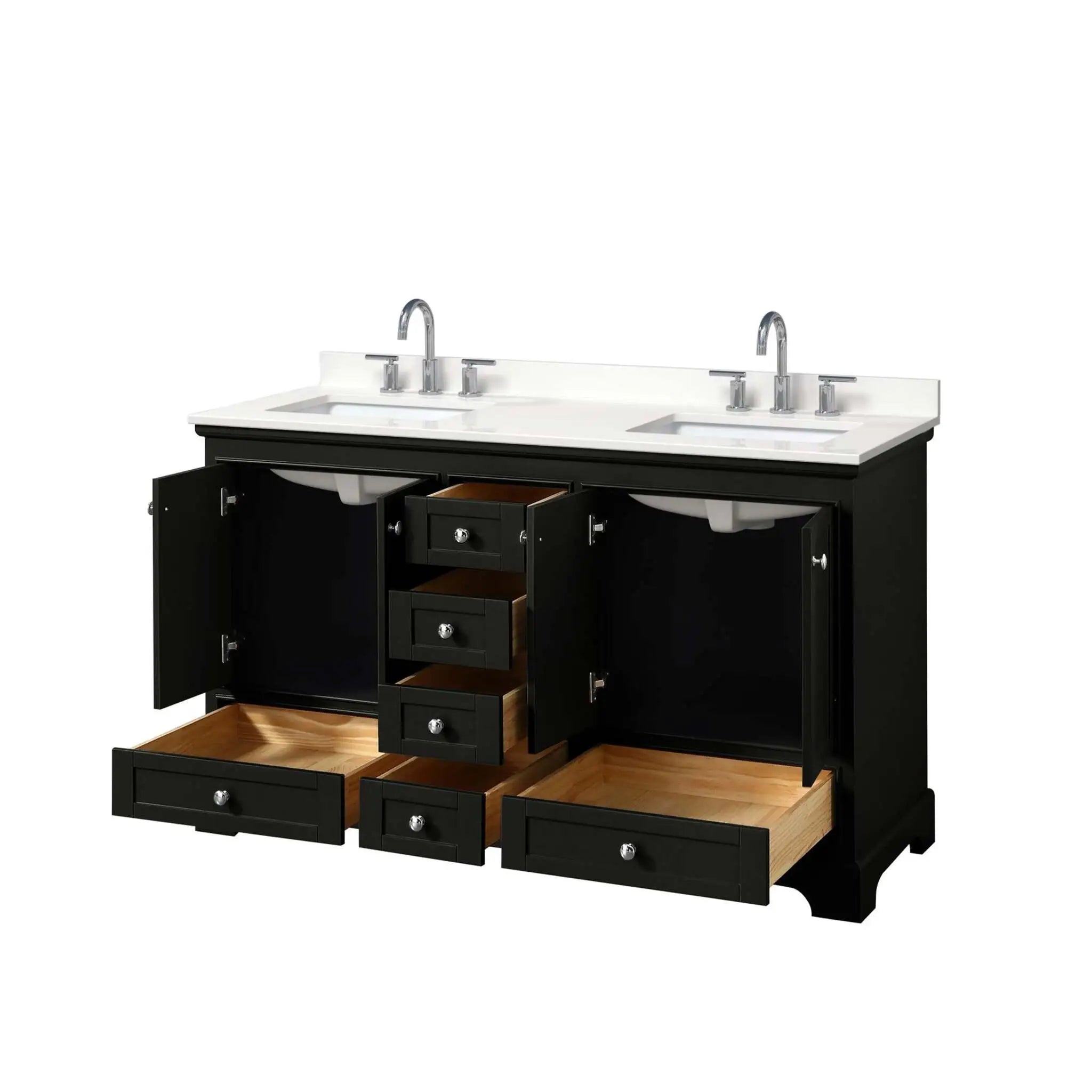 60" Deborah Double Bathroom Vanity in Dark Espresso with Polished Chrome Trim by Wyndham