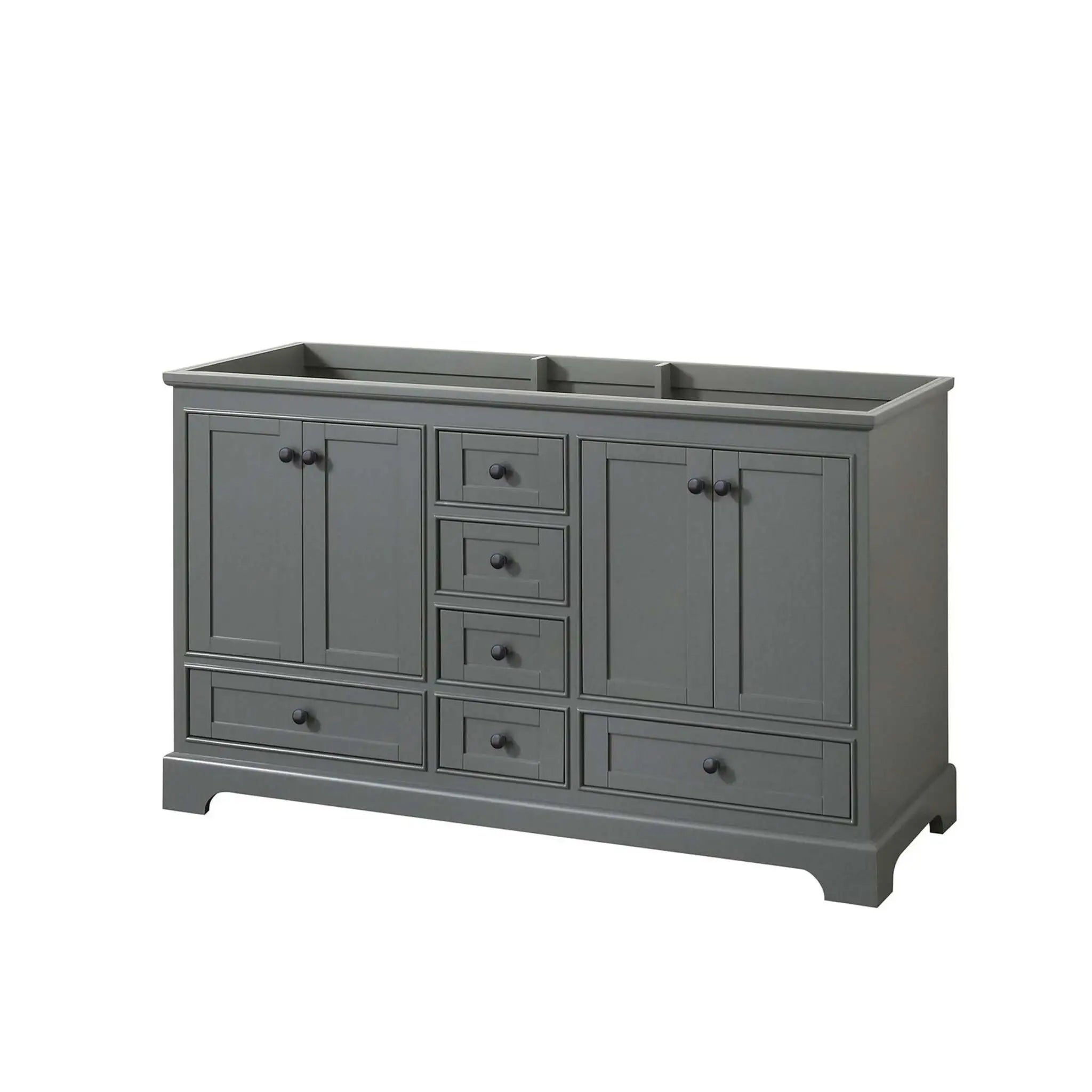 60" Deborah Double Bathroom Vanity in Dark Gray with Matte Black Trim by Wyndham