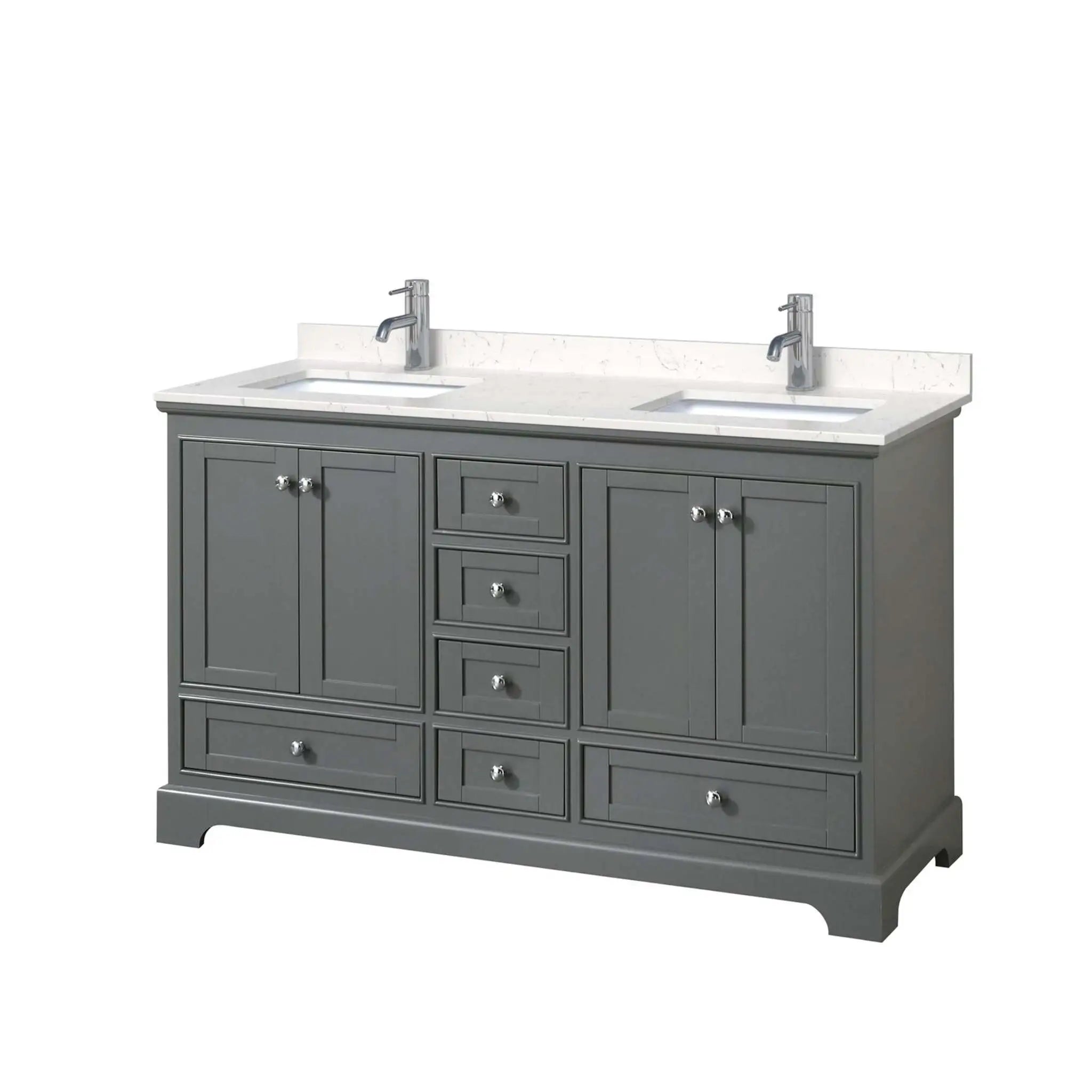 60" Deborah Double Bathroom Vanity in Dark Gray with Polished Chrome Trim by Wyndham