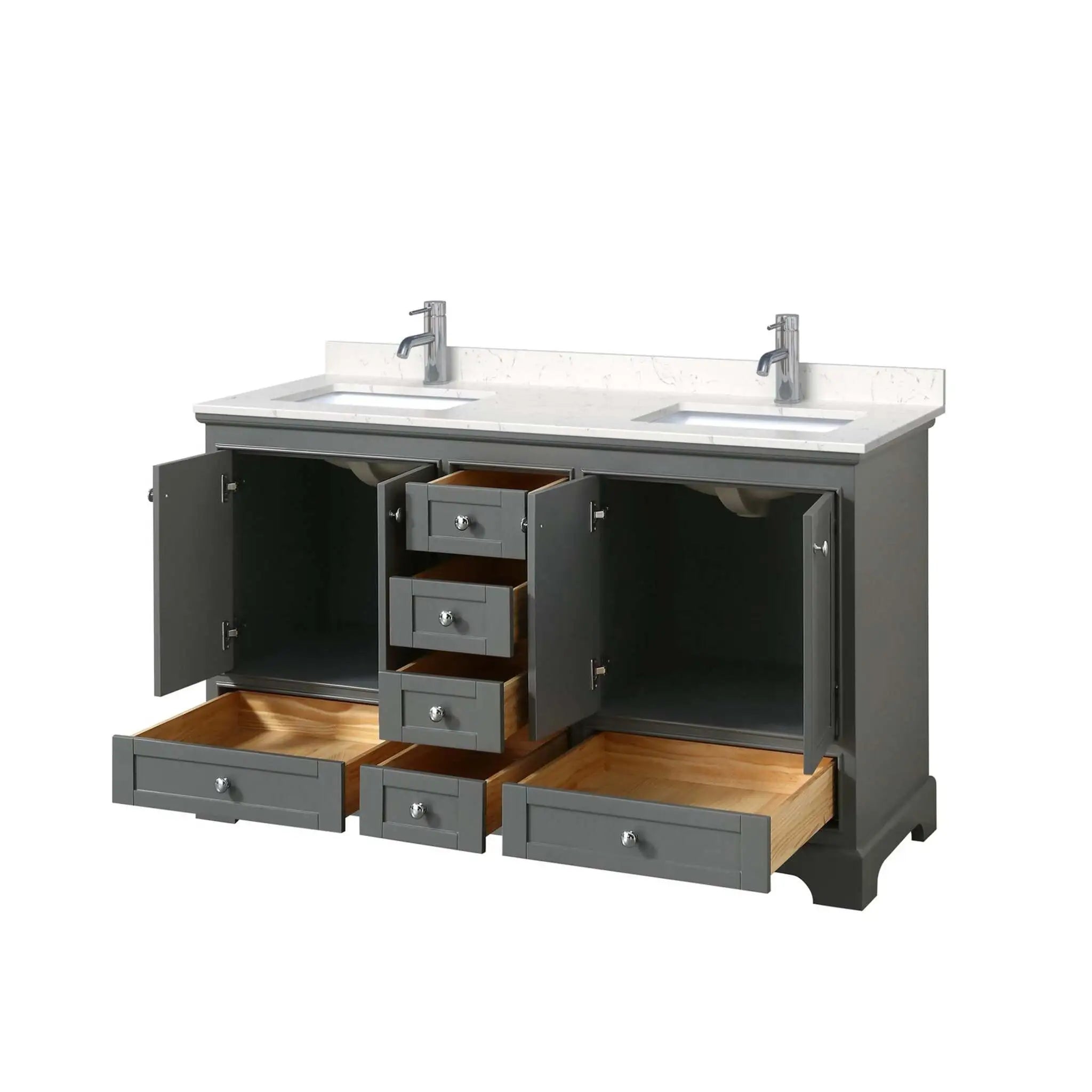 60" Deborah Double Bathroom Vanity in Dark Gray with Polished Chrome Trim by Wyndham